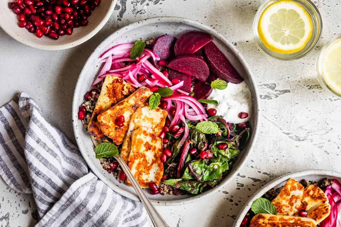 Halloumi Cheese Bowls with Quinoa and Beets
