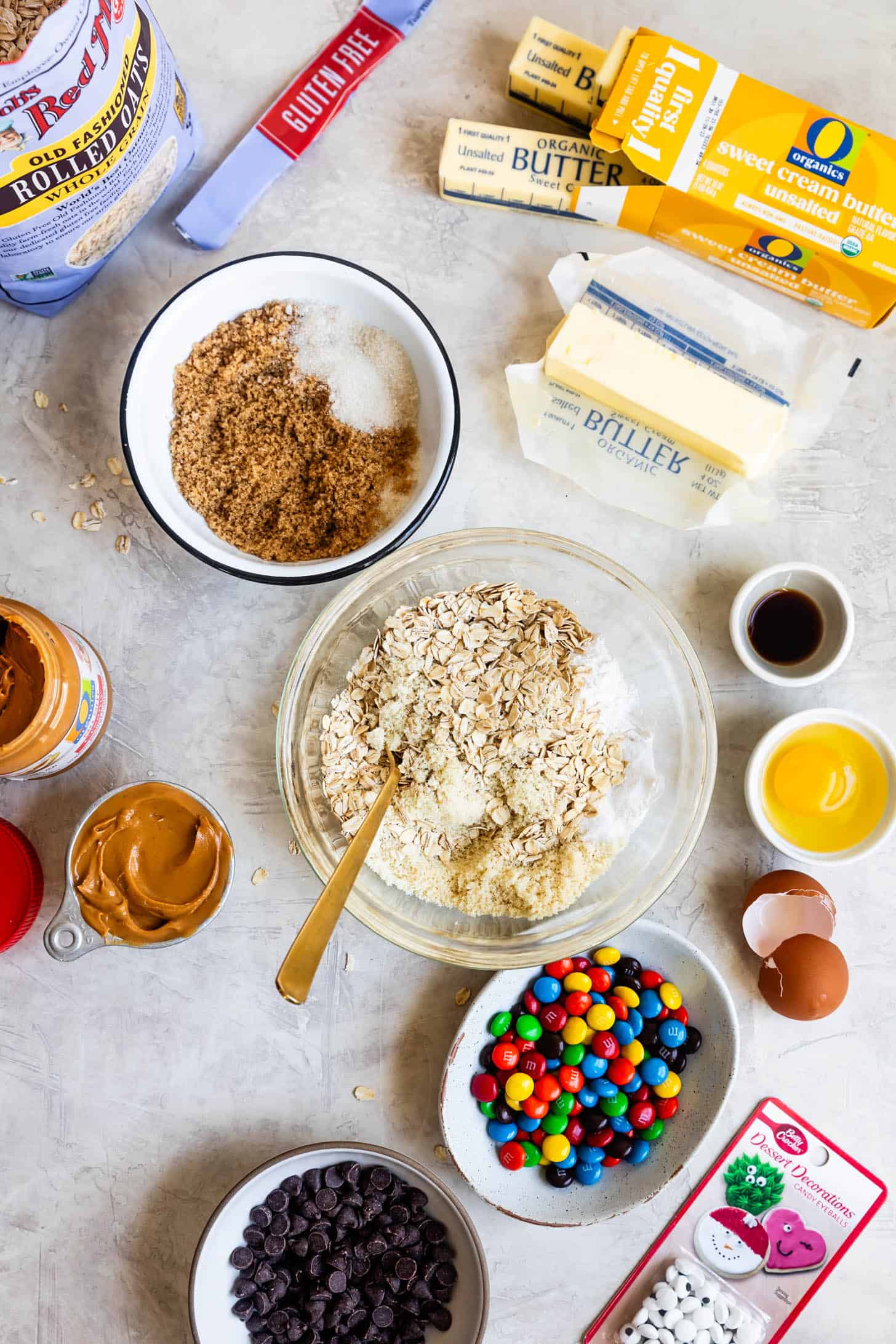 Ingredients for Gluten-Free Monster Cookies