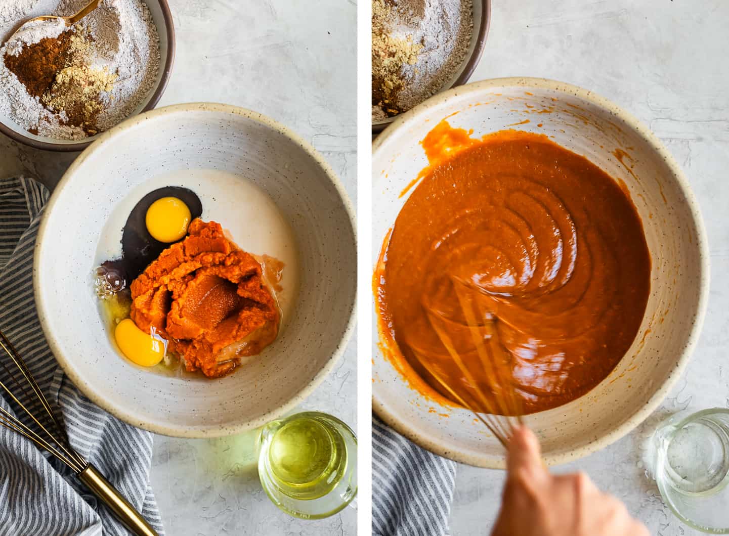 Wet Ingredients for Gluten-Free Pumpkin Bread