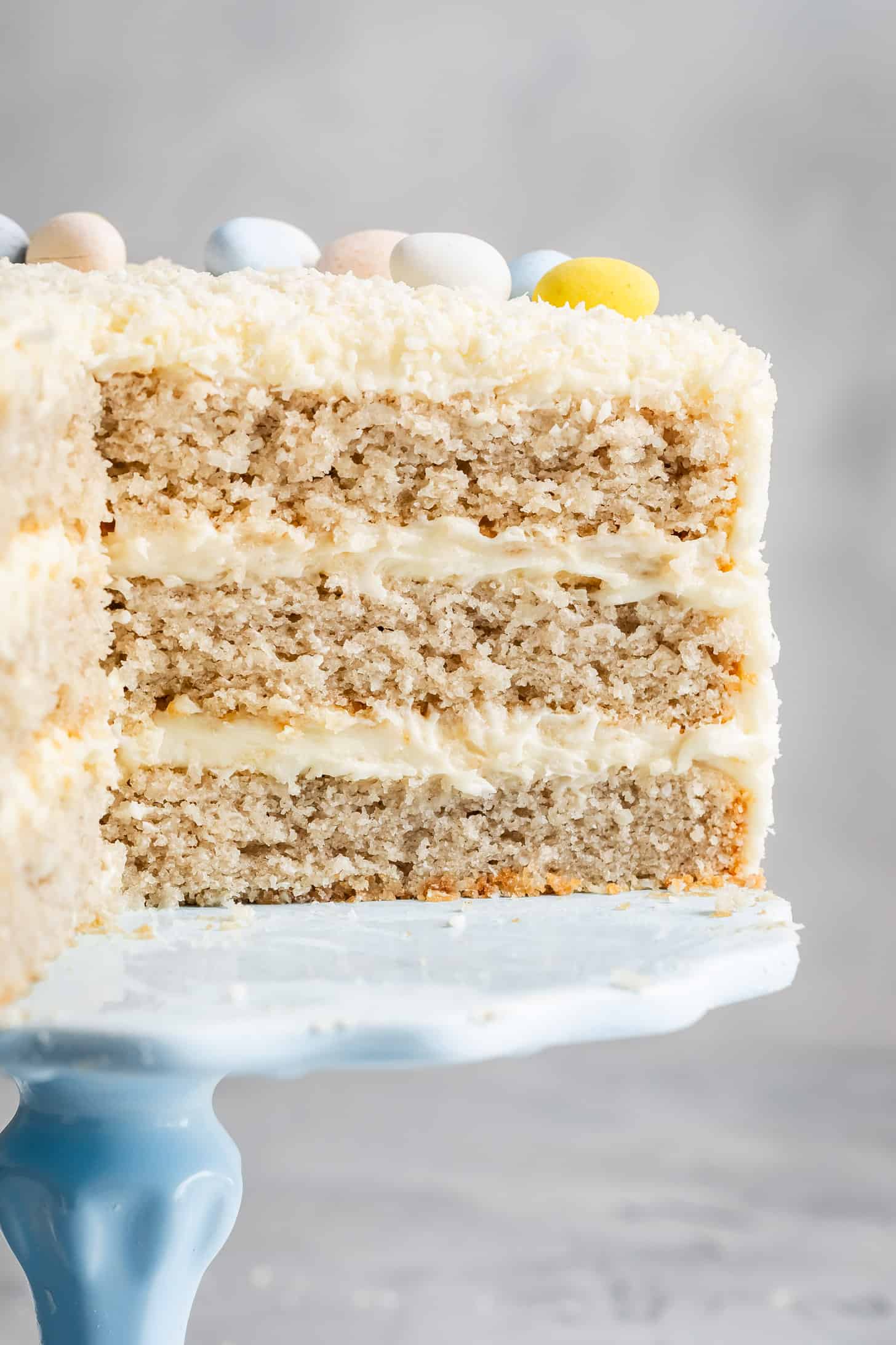 Close up of Gluten-Free Coconut Cake