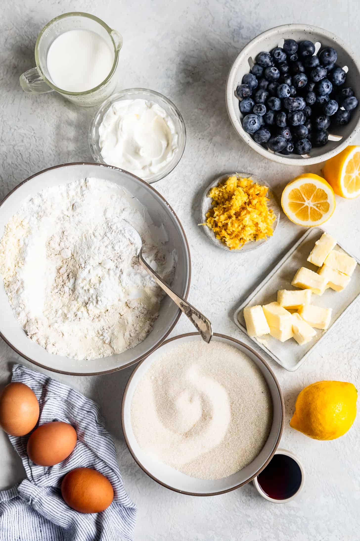 Ingredients for Gluten-Free Lemon Blueberry Cake