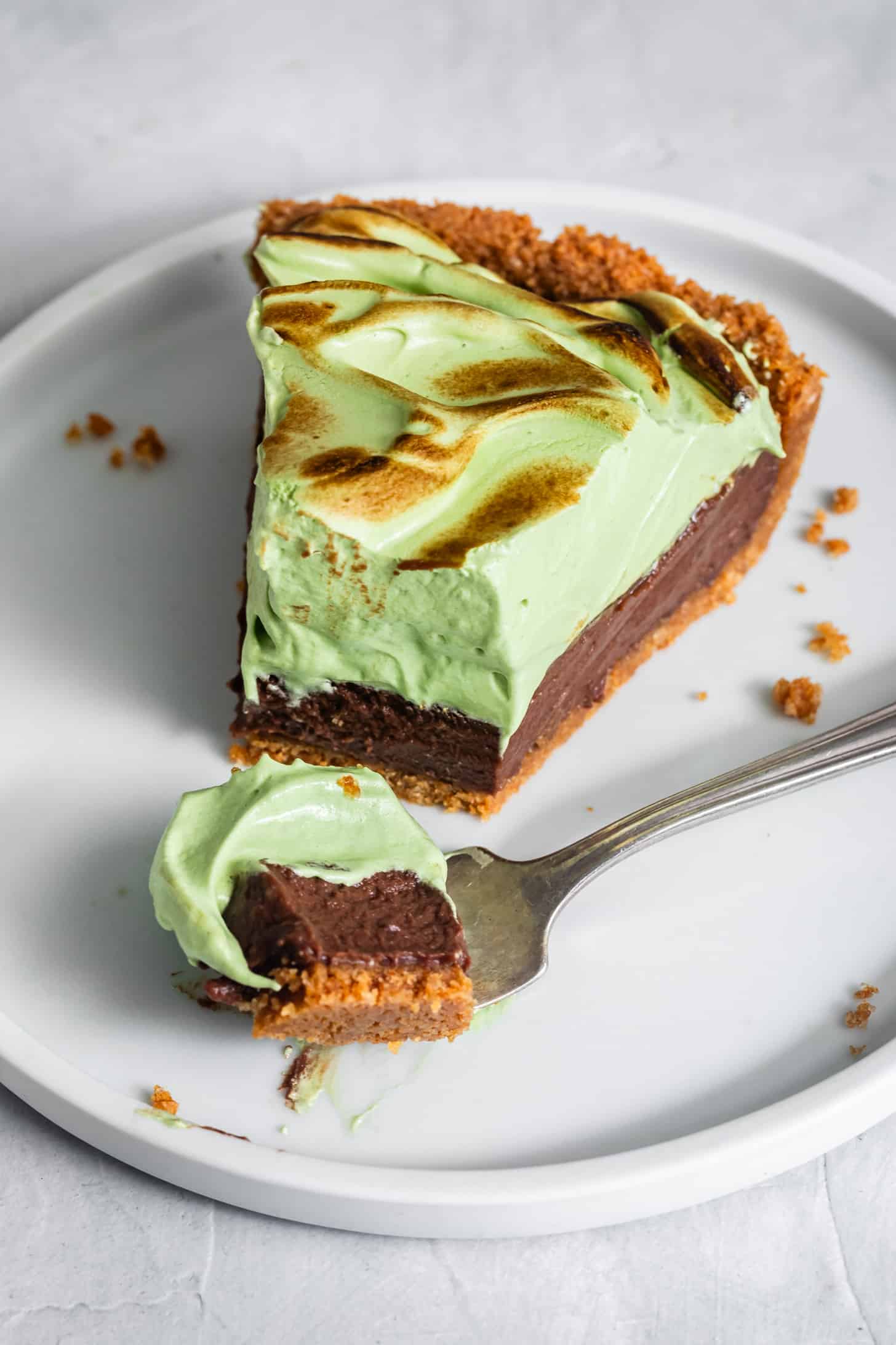 Bite of Toasted Matcha S'mores Pie