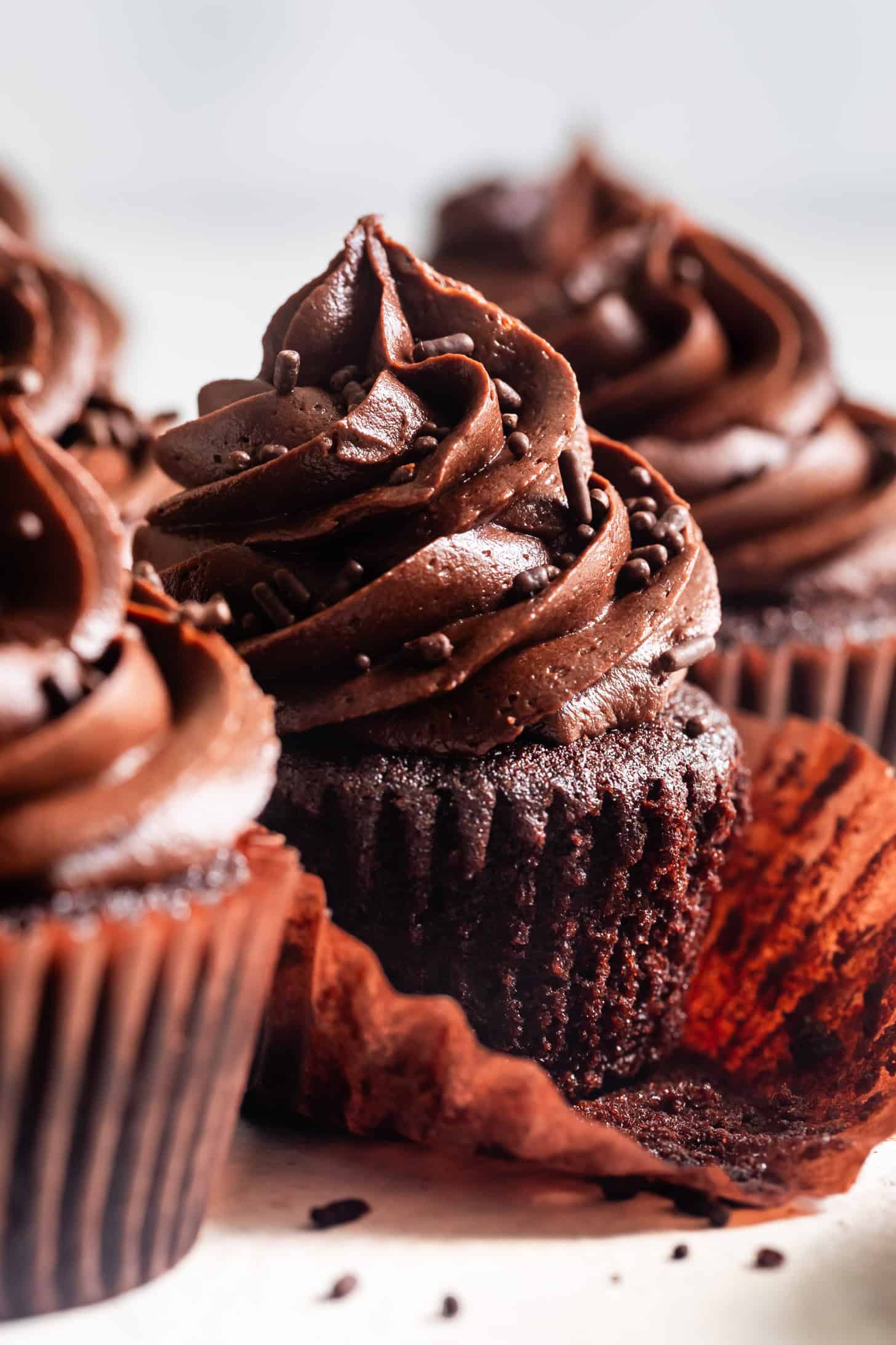 Close-up of Gluten-Free Chocolate Cupcakes