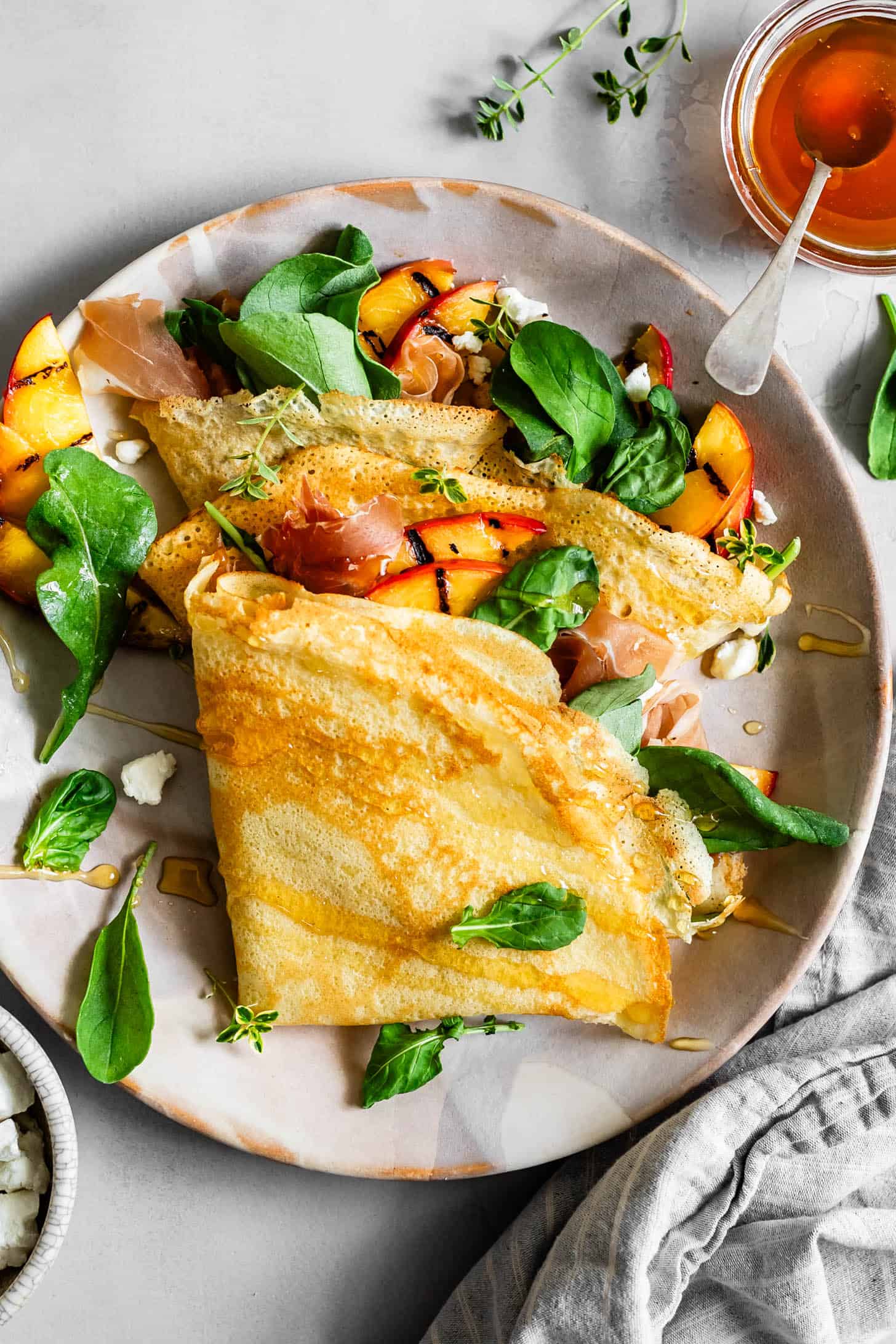 Savory Gluten-Free Crepes with Grilled Peaches