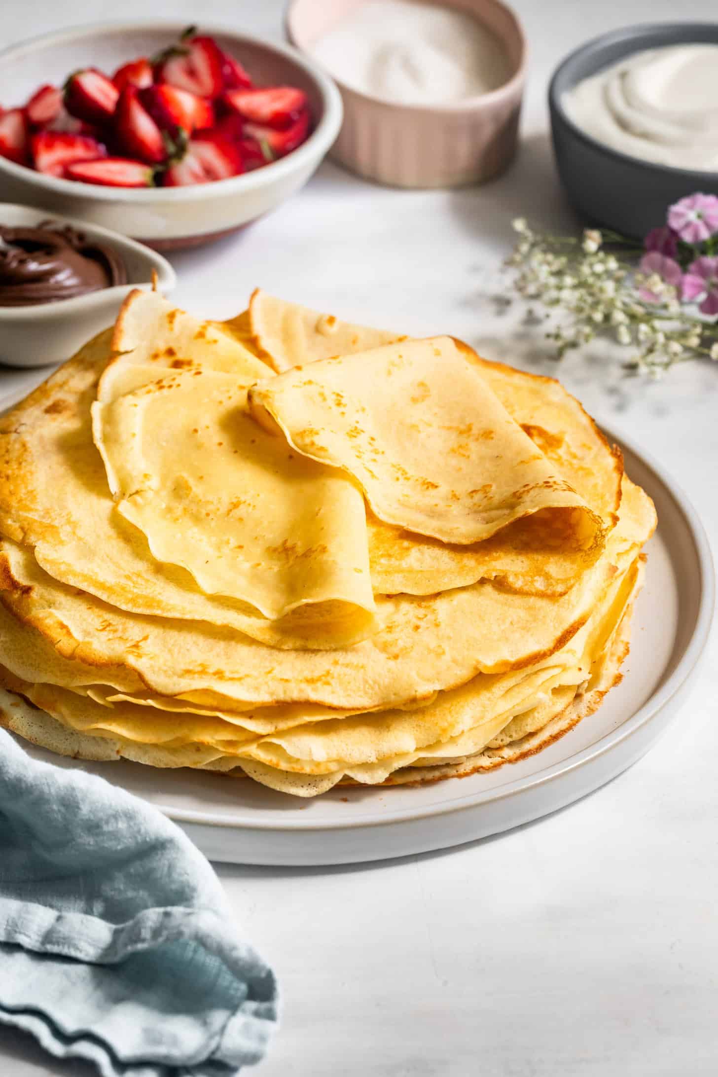 Gluten-Free Almond Flour Crepes Plain on a Plate