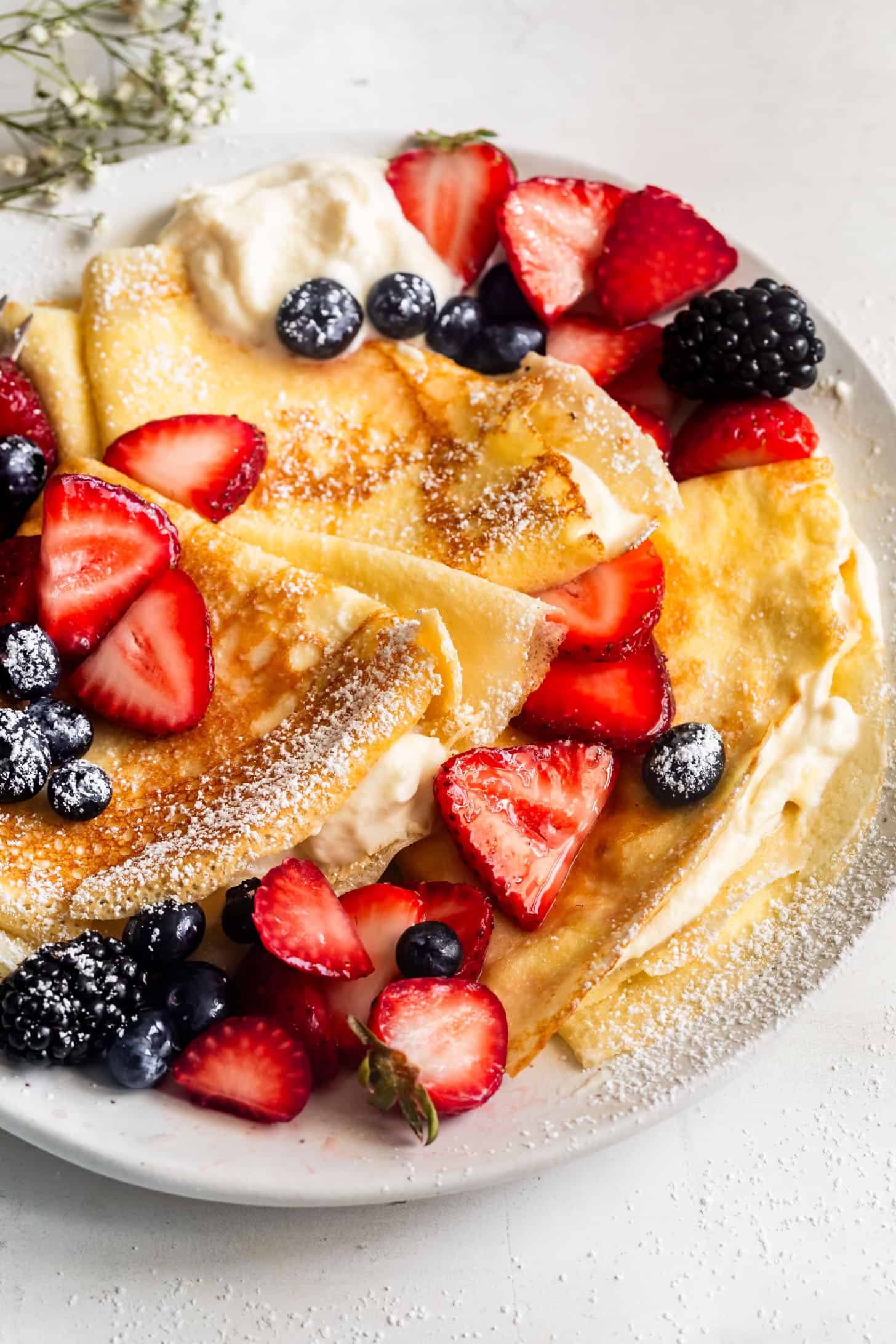 Gluten-Free Crepes with Whipped Cream and Strawberries