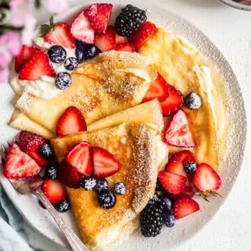Gluten-Free Crepes with Whipped Cream and Strawberries