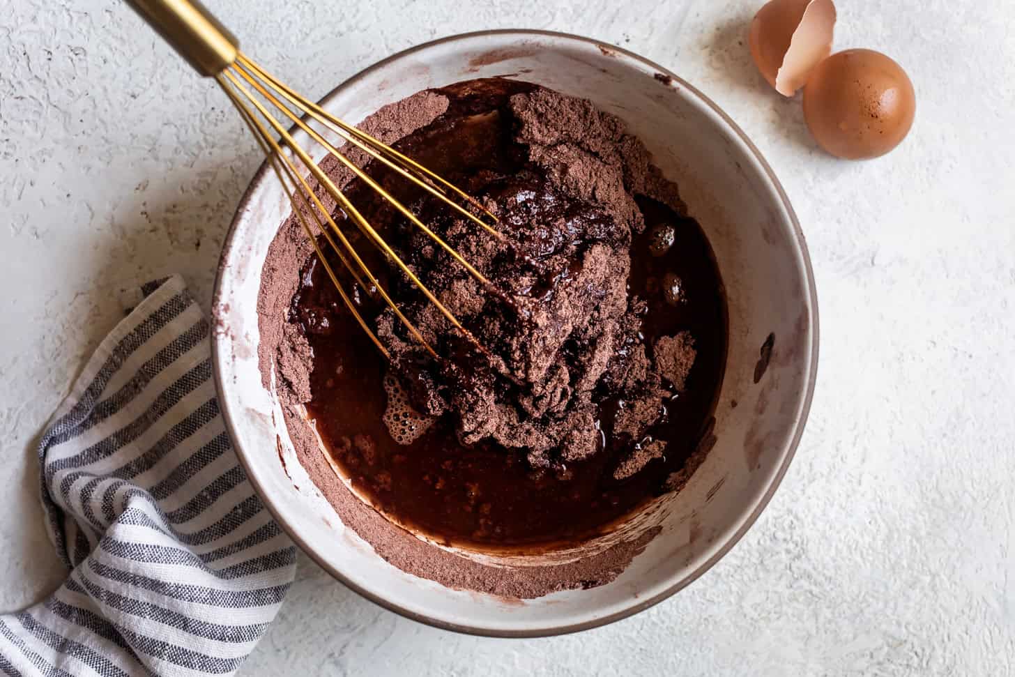 Adding Hot Water to Gluten-Free Chocolate Cupcake Batter