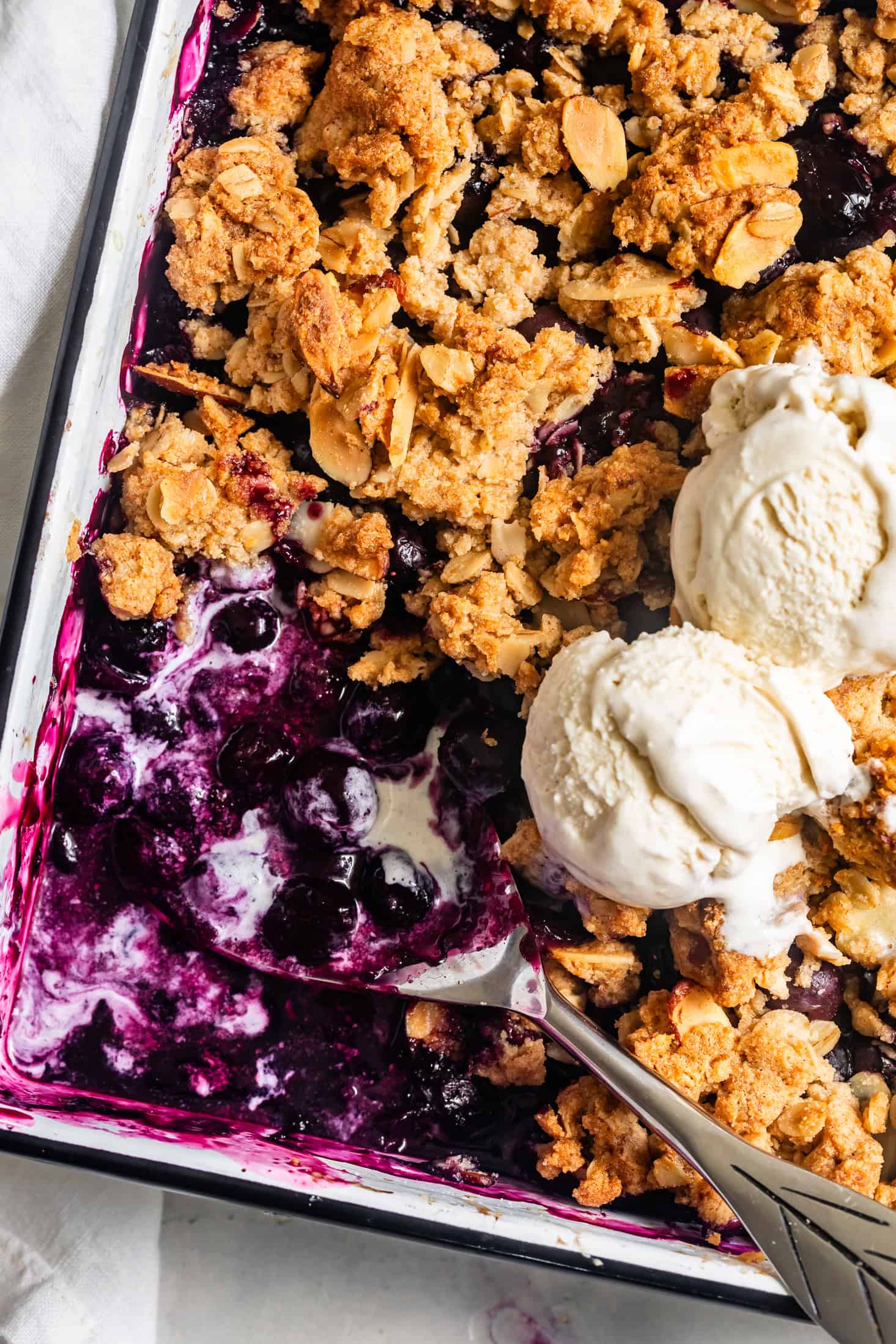 Gluten-Free Blueberry Crisp with Ice Cream