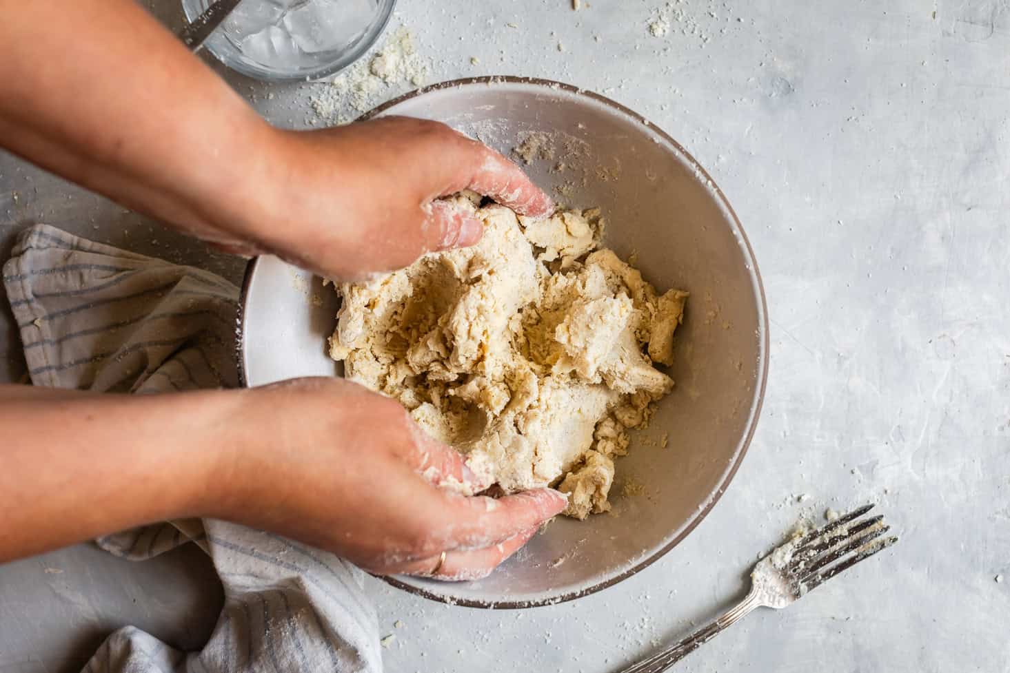 Mixing Gluten-Free Pie Dough with Hands