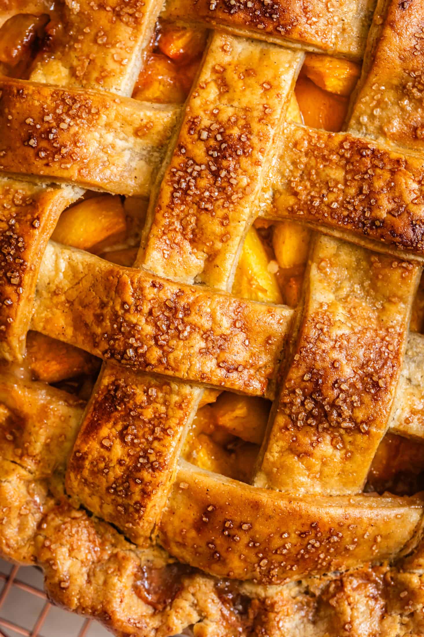 Close-Up Flaky Gluten-Free Peach Pie