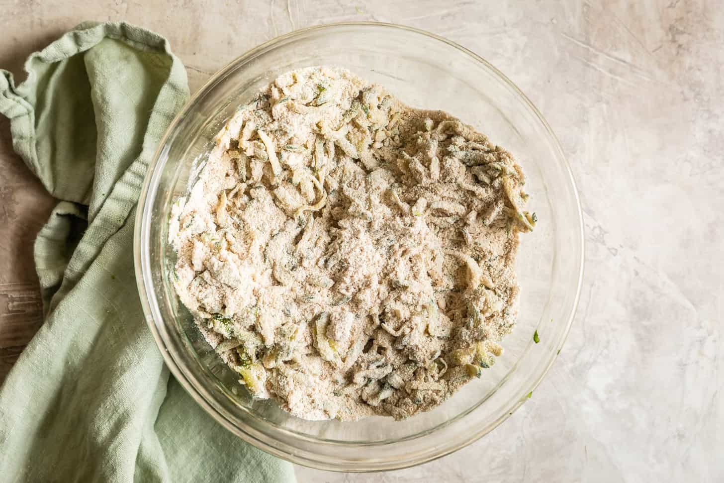 Mixing Zucchini into Dry Ingredients