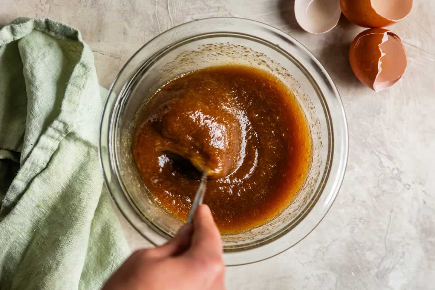 Whisked Wet Ingredients for Gluten-Free Zucchini Bread