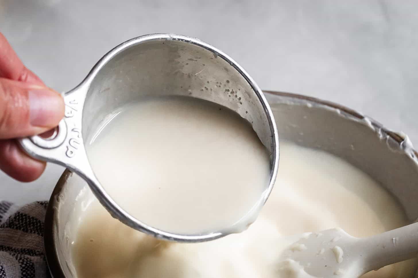 Adding Hot Milk to Cream Cheese for Ice Cream Custard