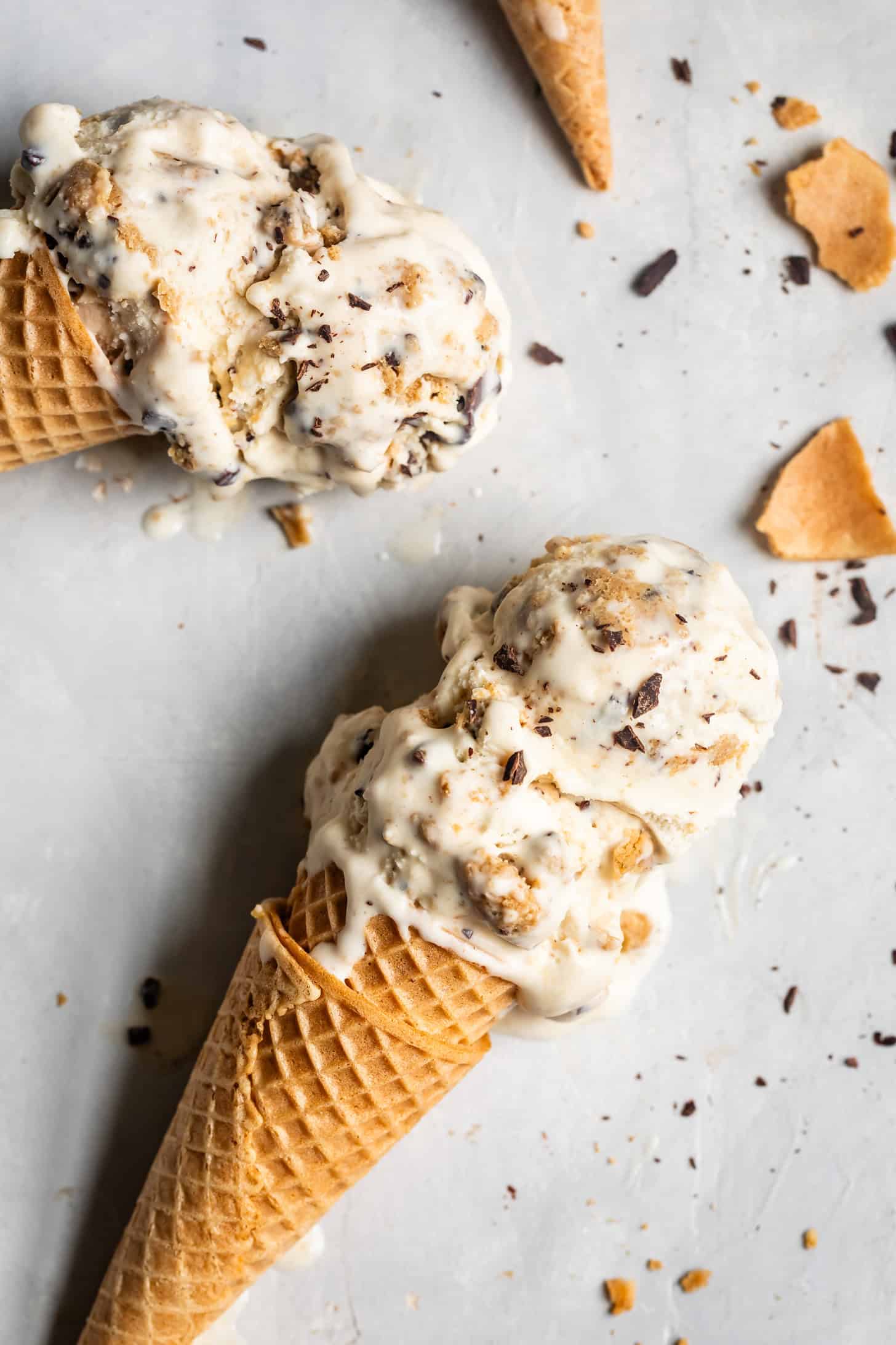 Melty Scoops of GF Cookie Dough Ice Cream
