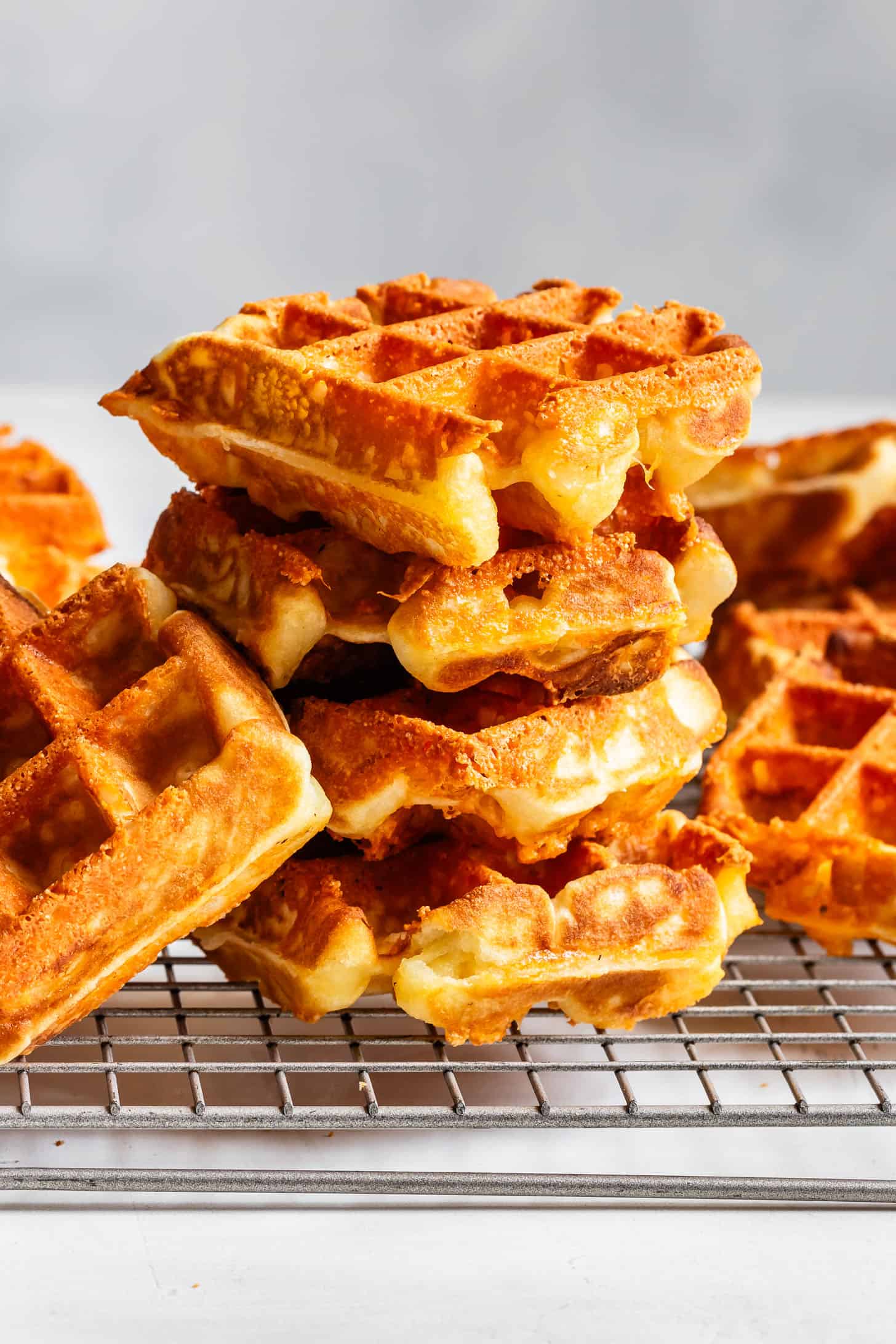 Stack of Cheesy Mochi Waffles