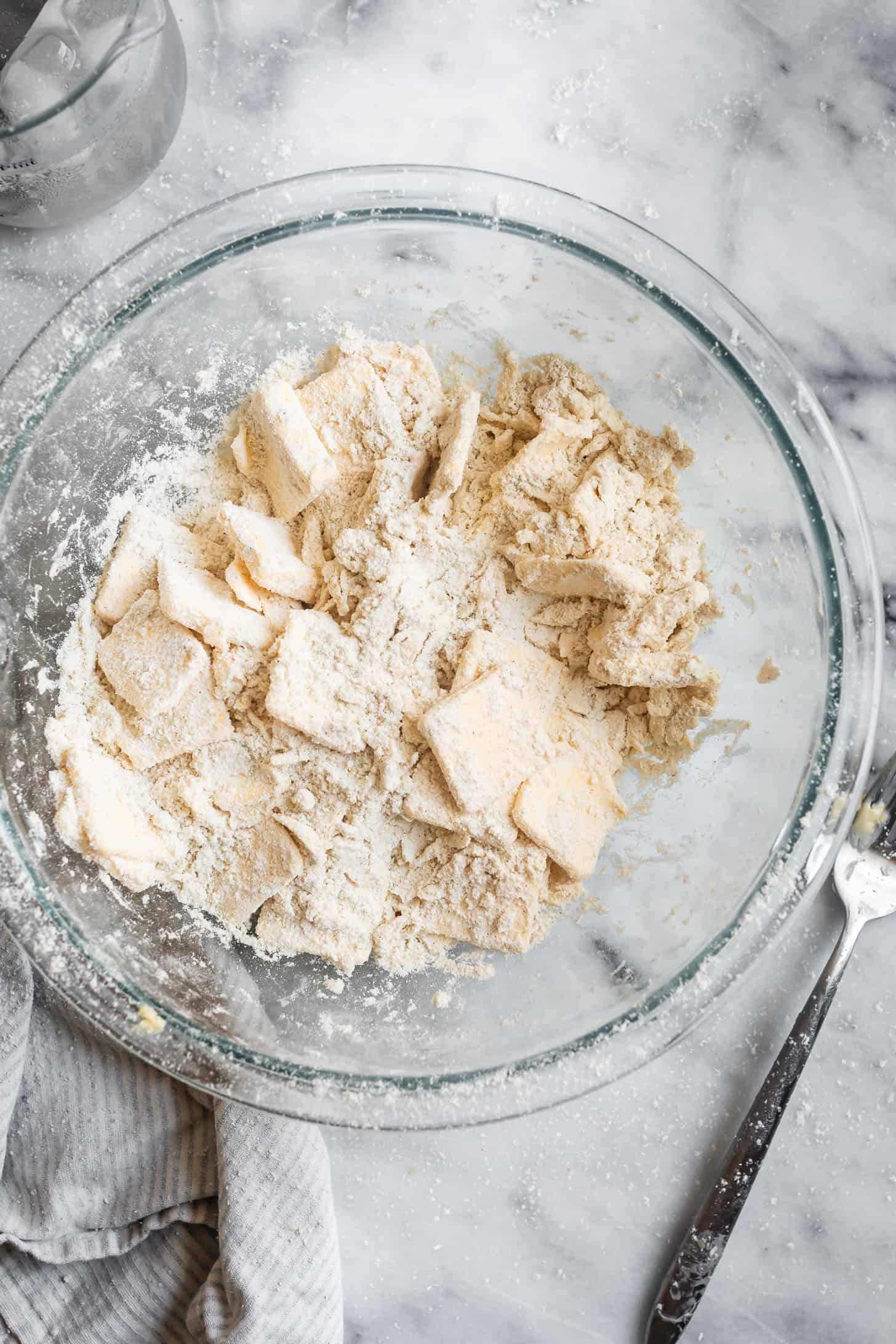 Tossing Sliced Butter Gluten-Free Rough Puff Pastry Dough