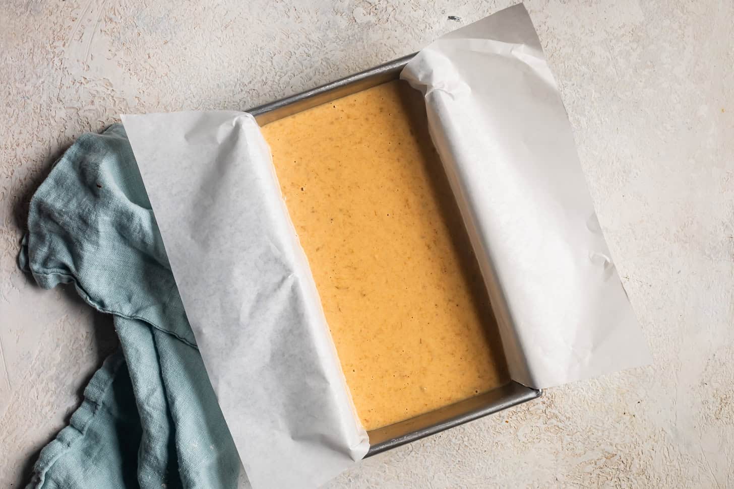 Healthy Gluten-Free Banana Bread Batter in Loaf Pan