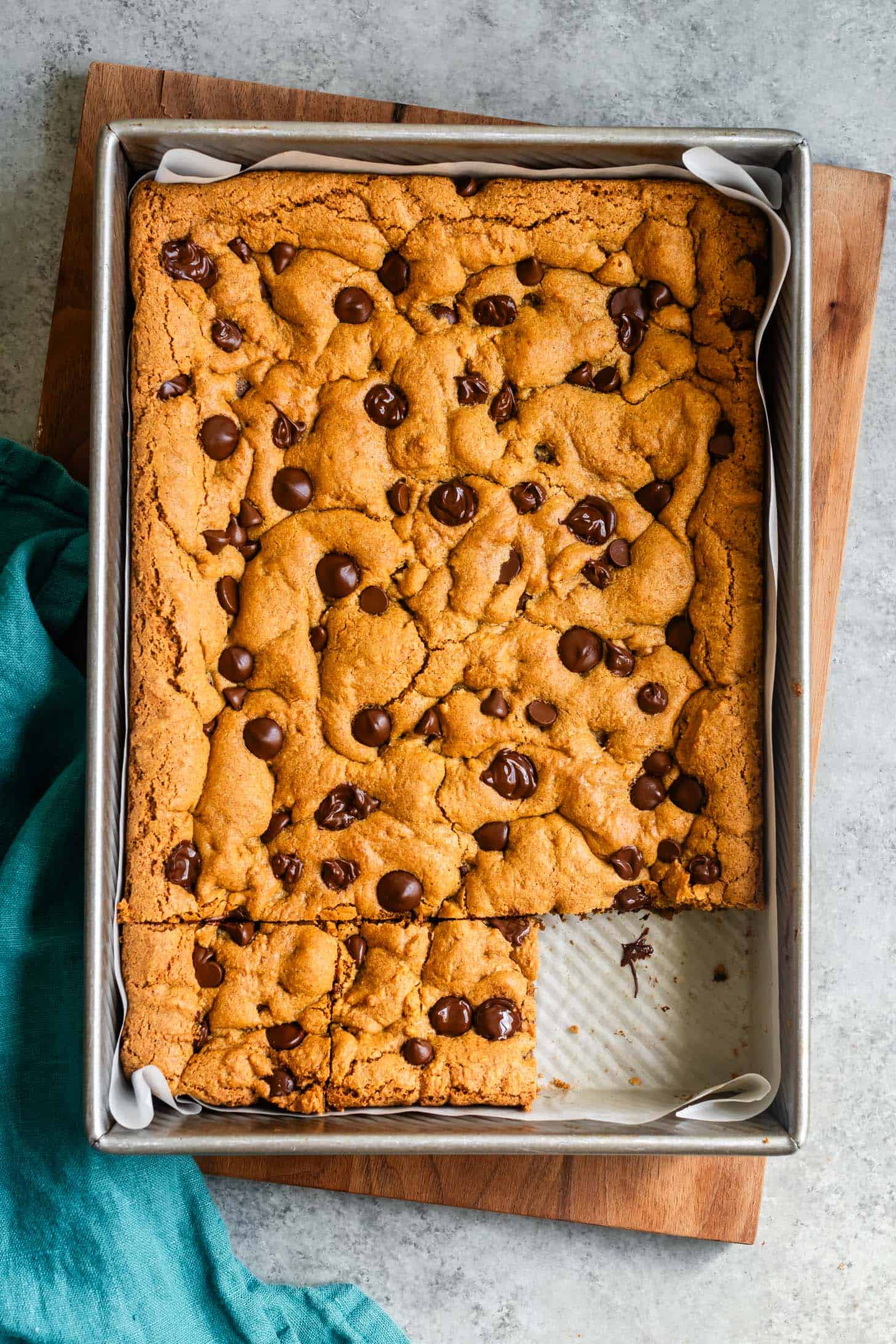 Gluten Free Pumpkin Chocolate Chip Blondies In Pan