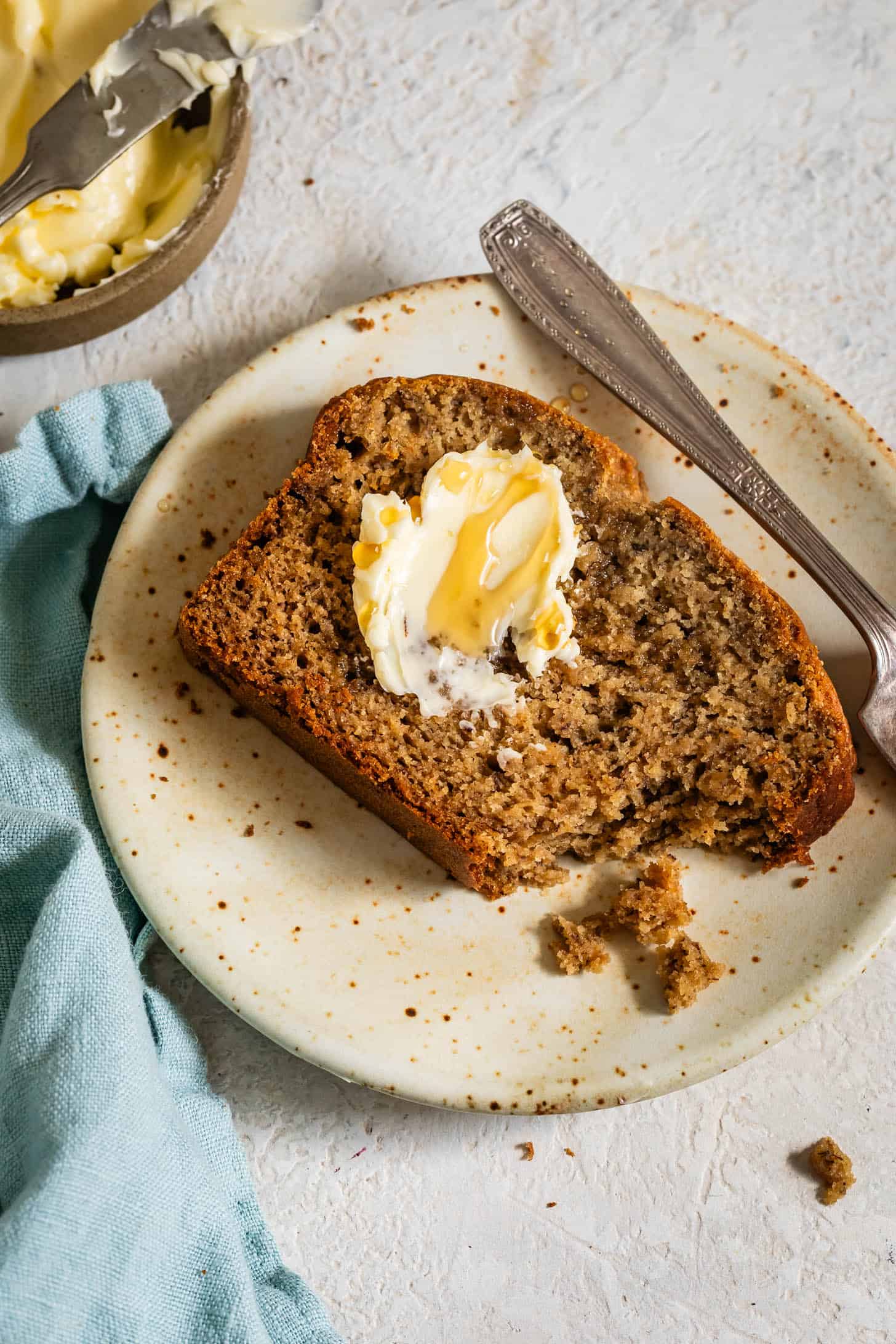 Slice of GF Banana Bread with Butter