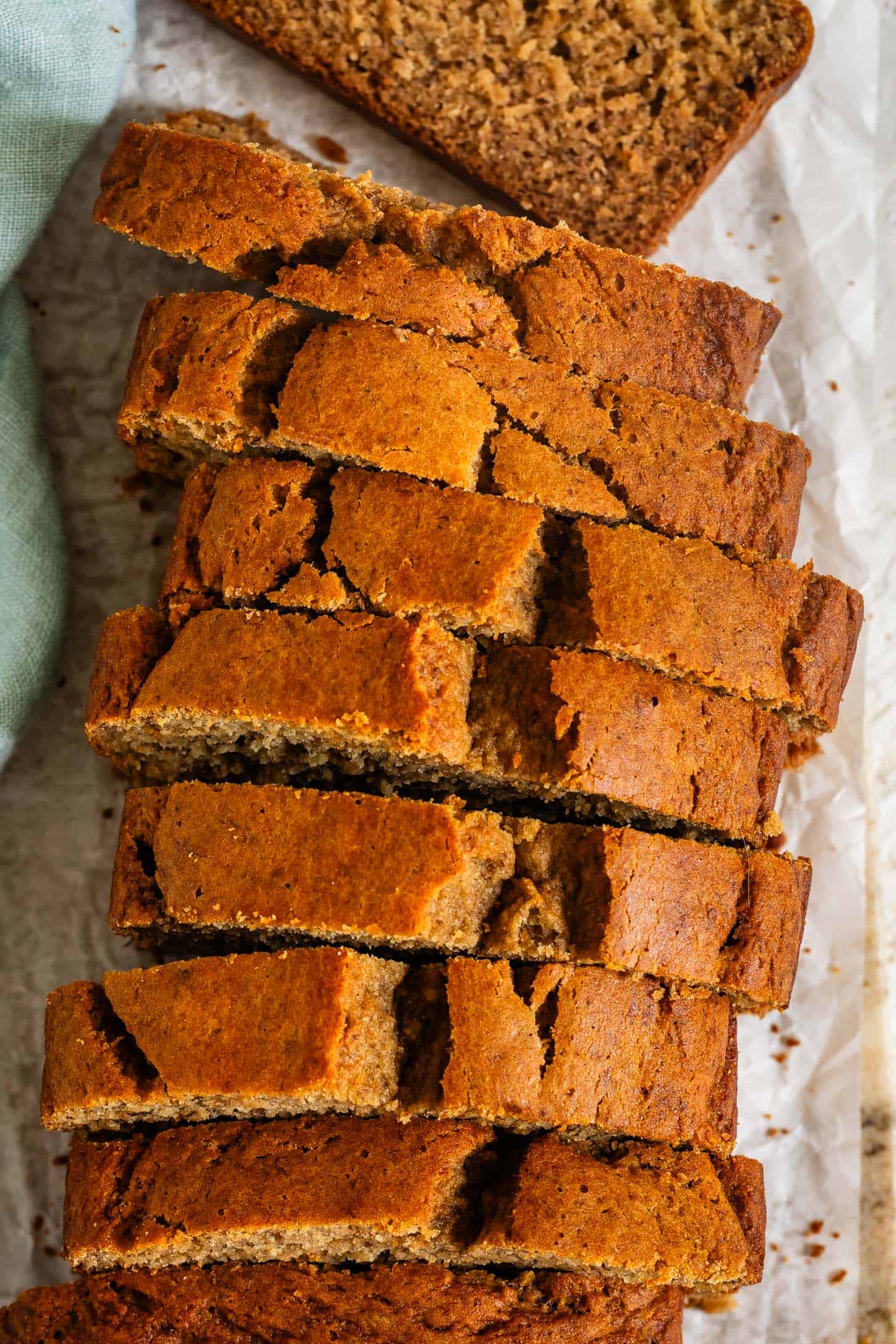 Overhead Slices of Gluten-Free Dairy-Free Banana Bread