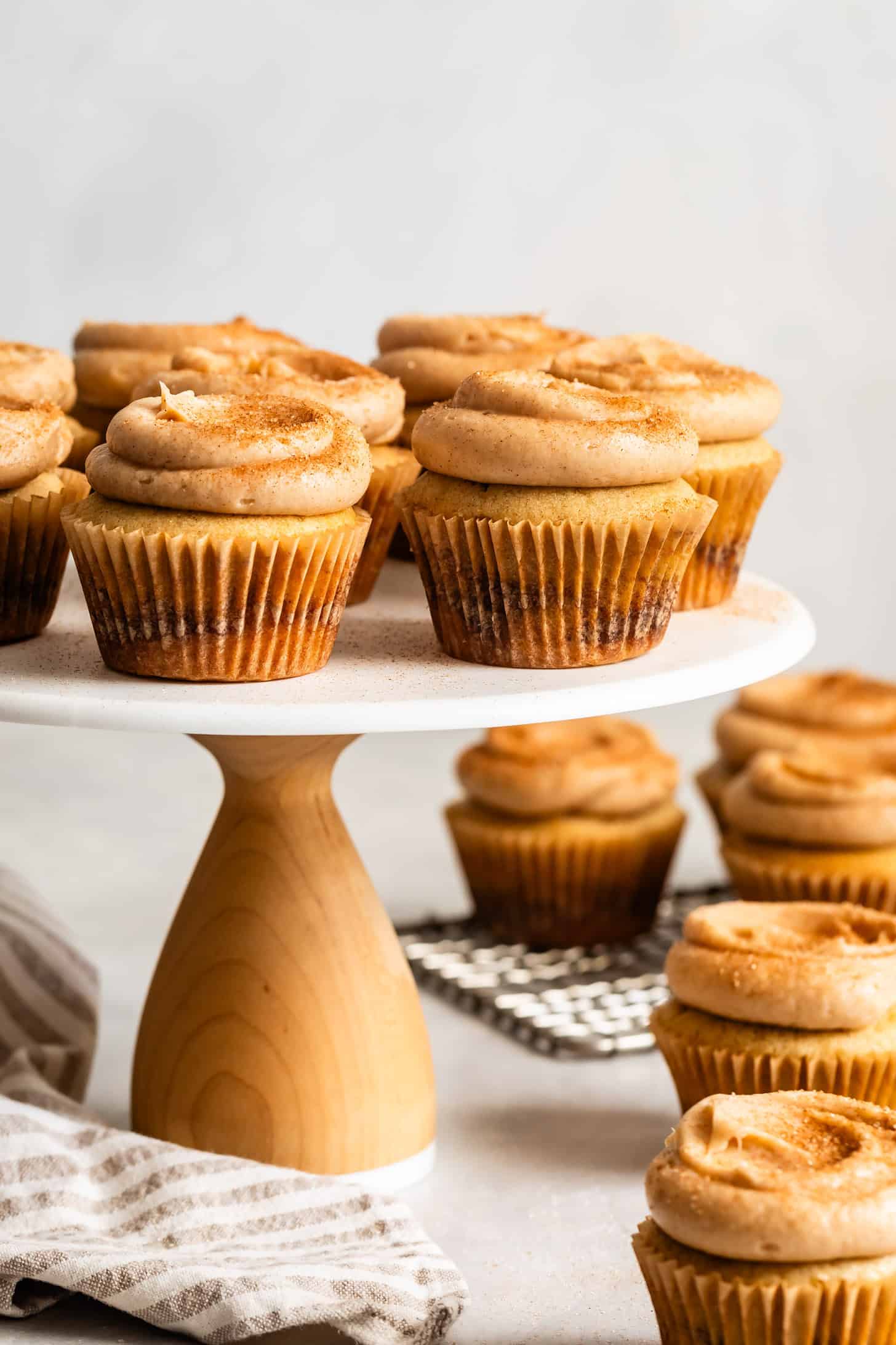 Gluten-Free Cinnamon Cupcakes on a Cake Stand