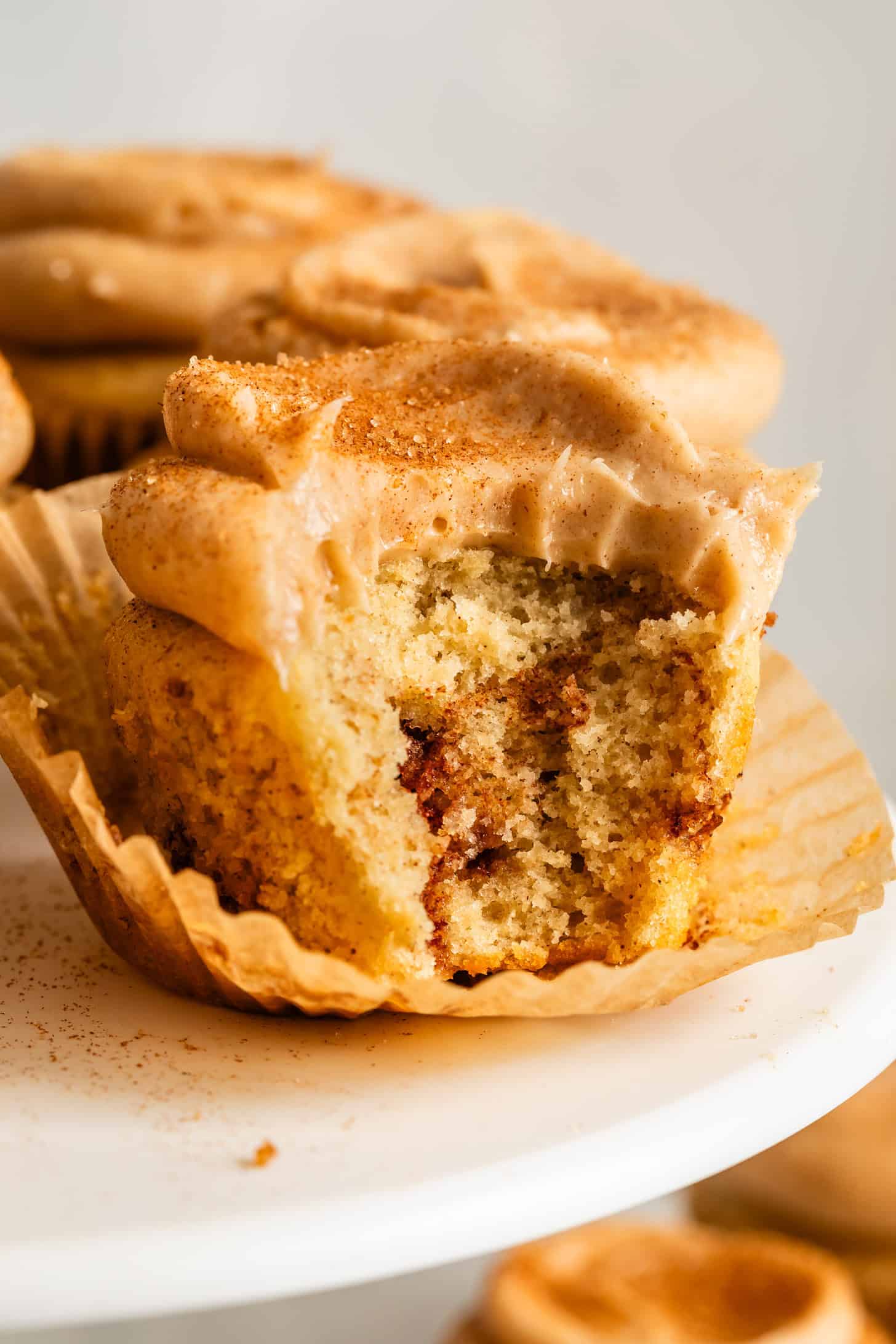 Bite of Gluten-Free Cinnamon Cupcakes