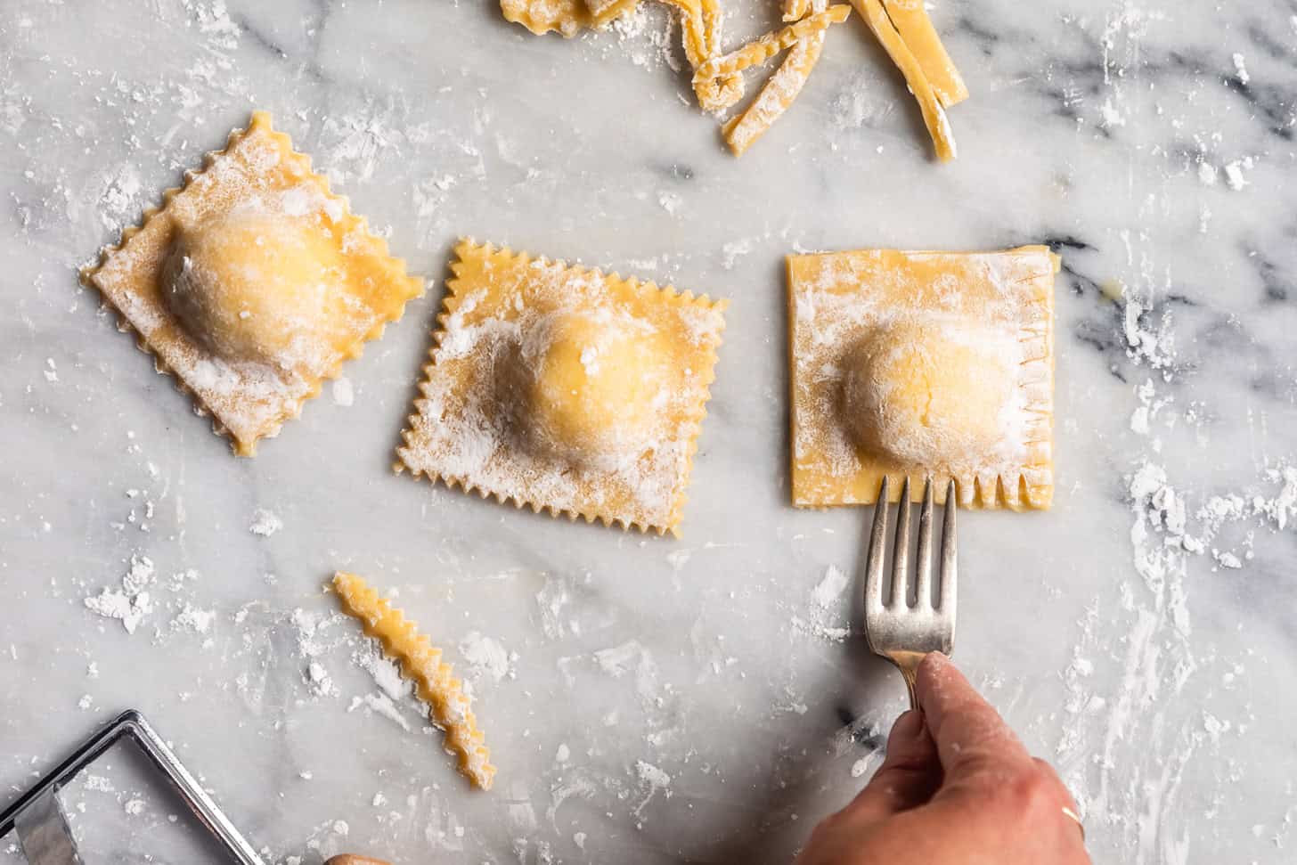 Fork Sealing Homemade Ravioli