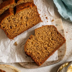 Slice of Healthy Gluten-Free Banana Bread Loaf