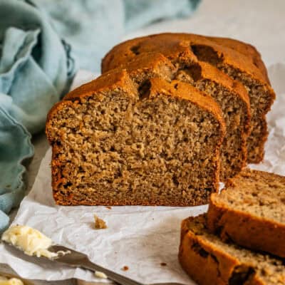 Slice of Healthy Gluten-Free Banana Bread Loaf