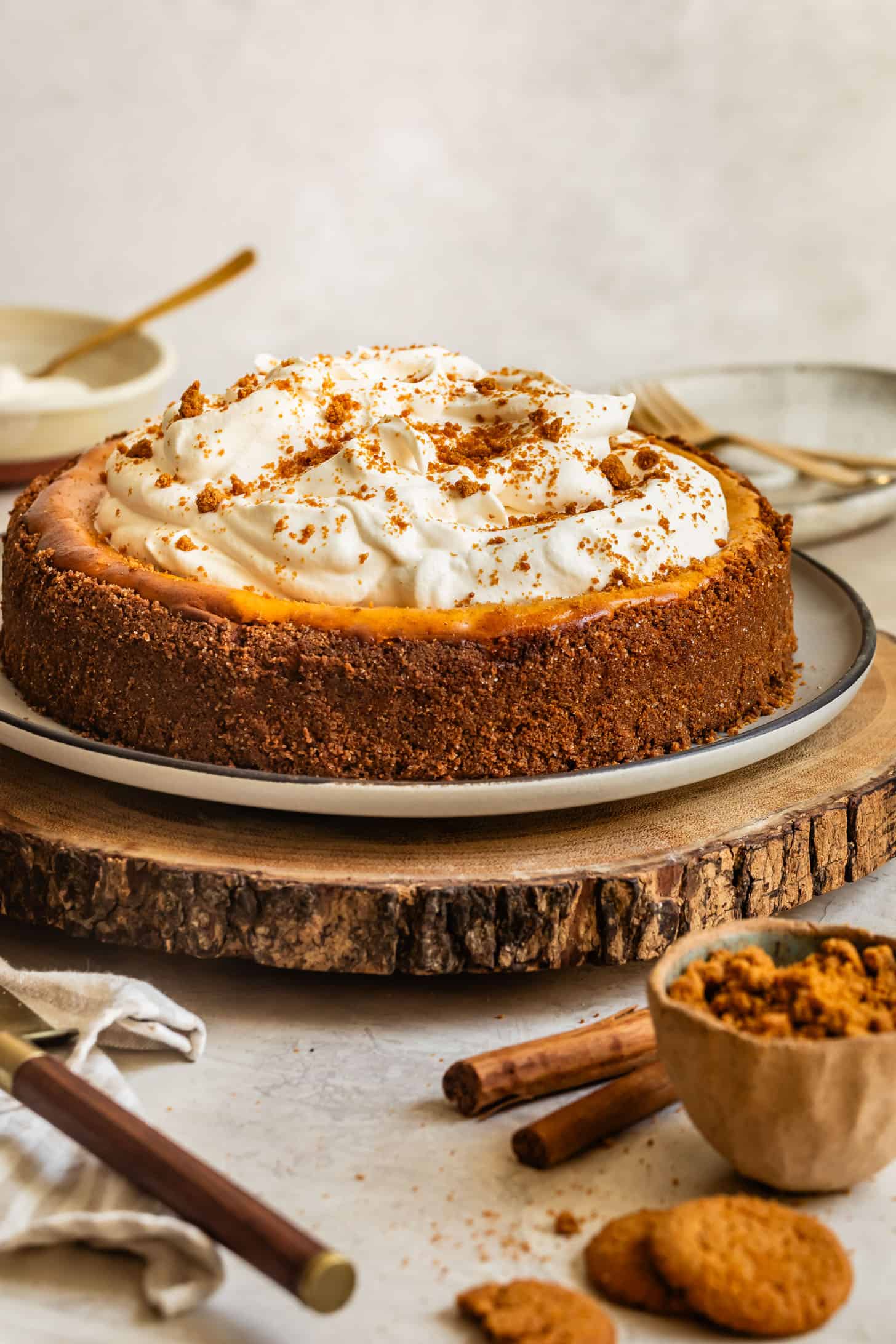 Gluten Free Pumpkin Cheesecake Gingersnap Crust Whipped Cream