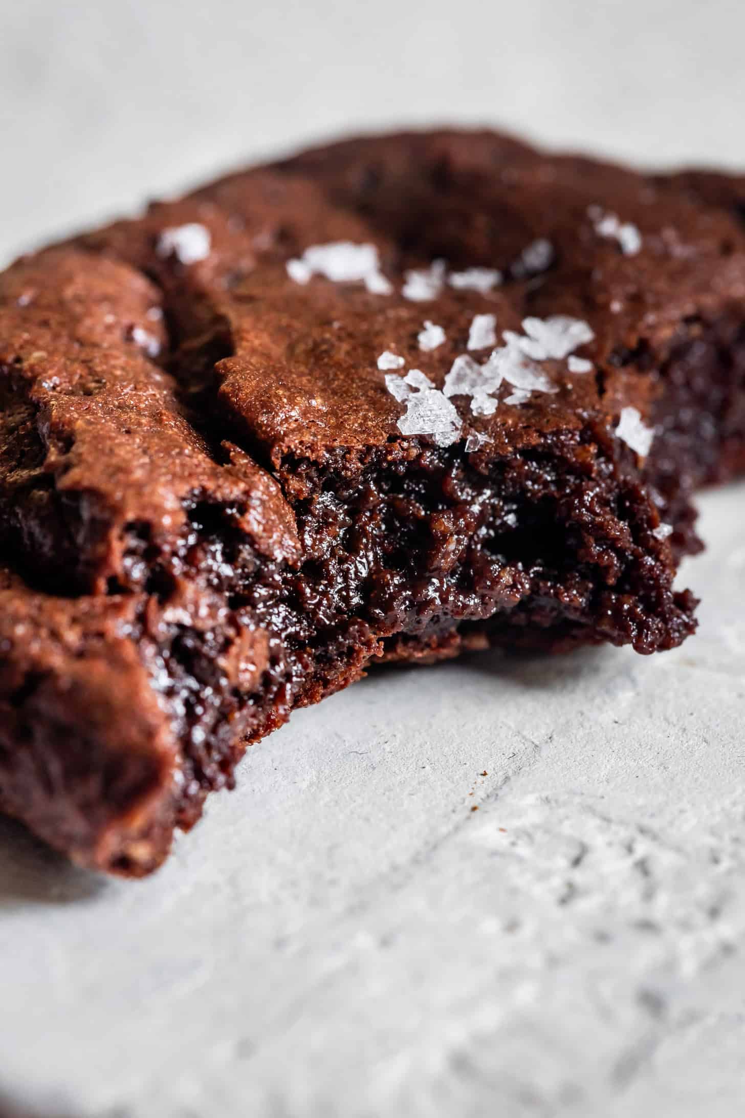 Close up Chewy Gluten Free Brownie Cookies Bite