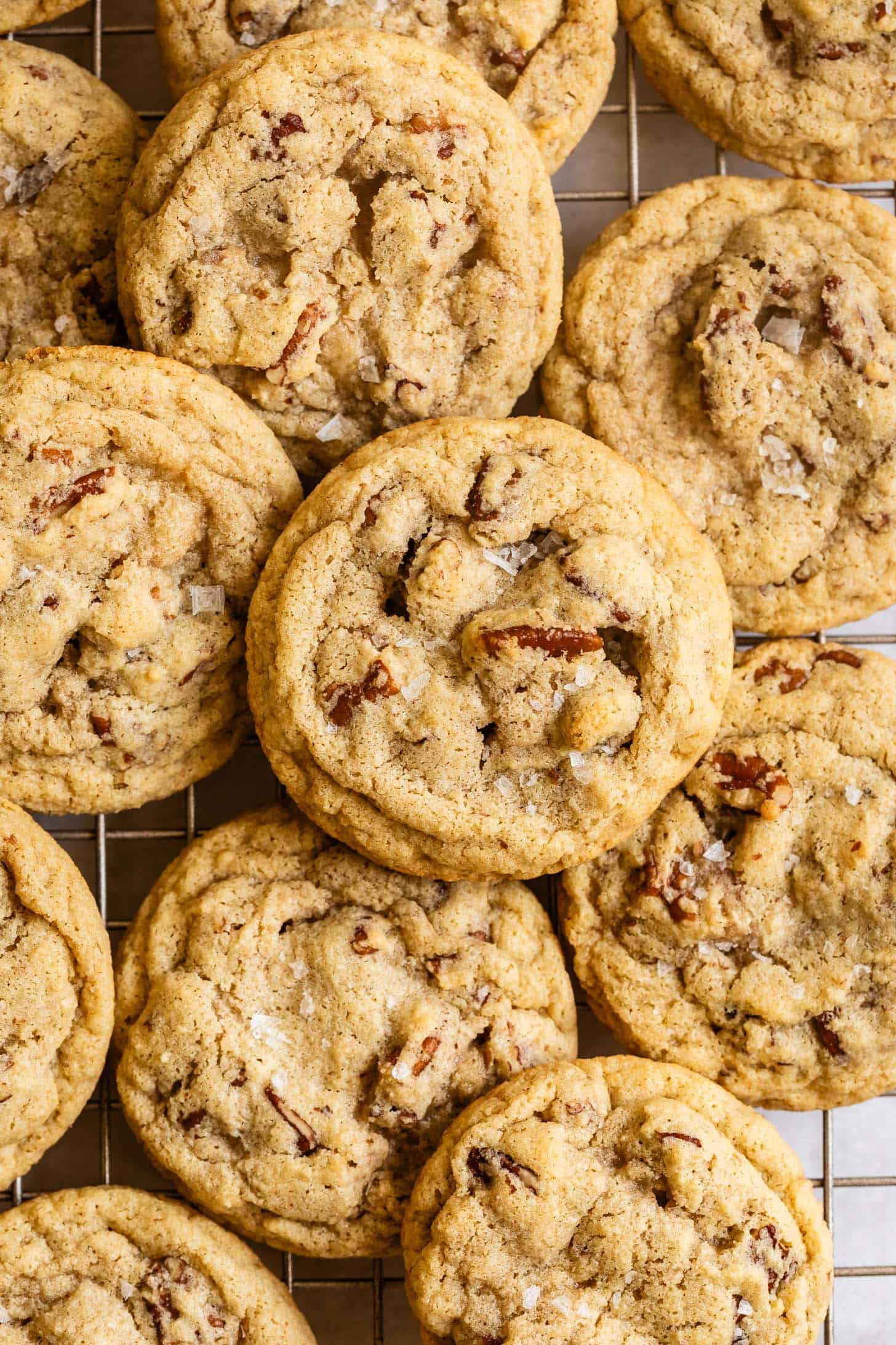 Close up overhead Gluten Free Butter Pecan Cookies