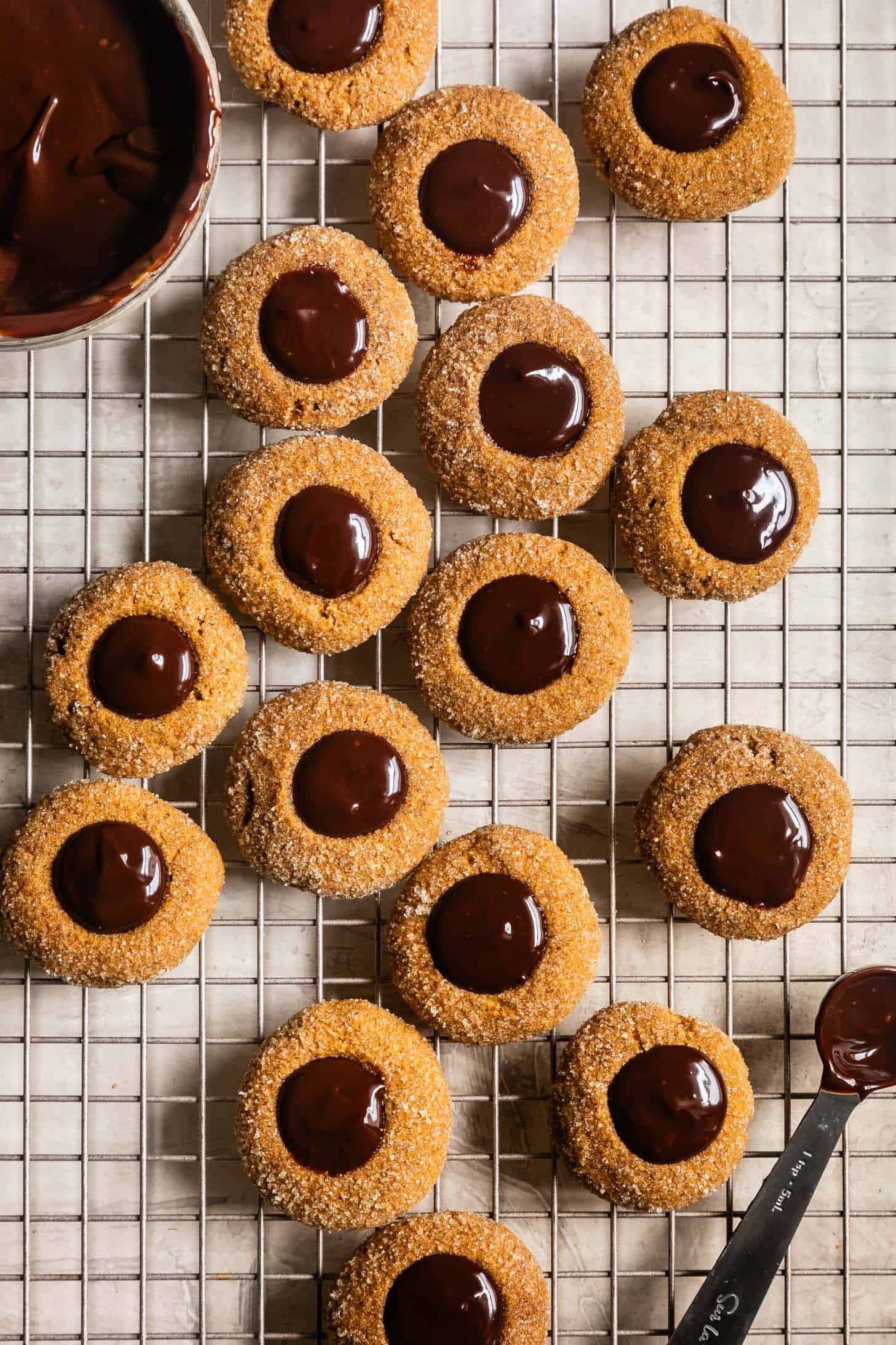 Gluten Free Thumbprint Cookies with Eggnog Ganache Wire Rack