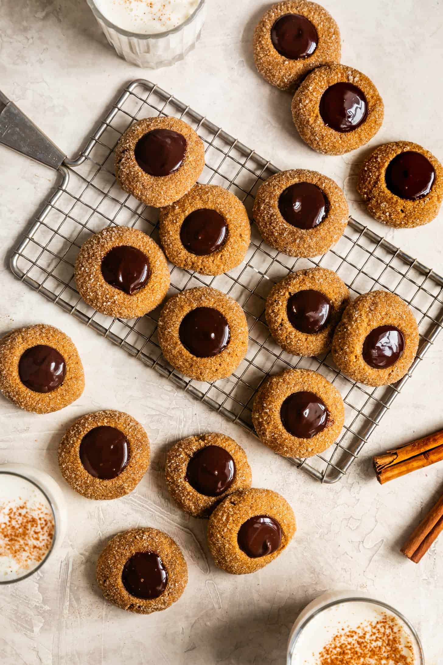Gluten Free Gingerbread Thumbprint Cookies with Eggnog Ganache