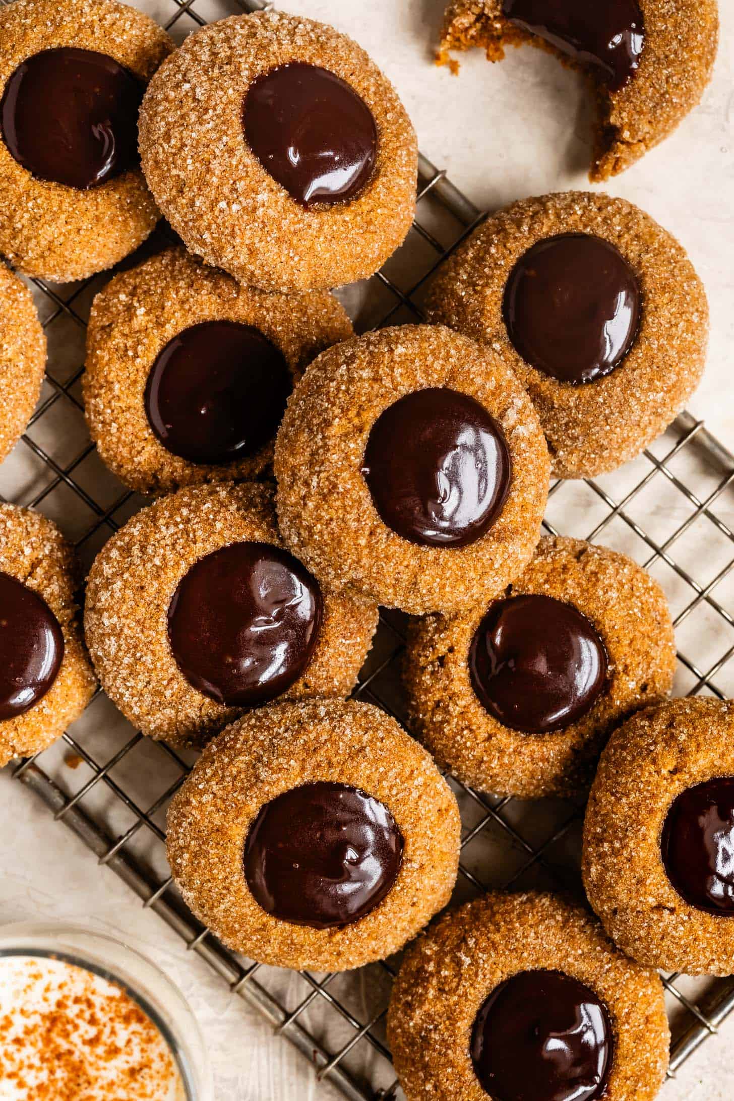 Close up Gluten Free Gingerbread Thumbprint Cookies