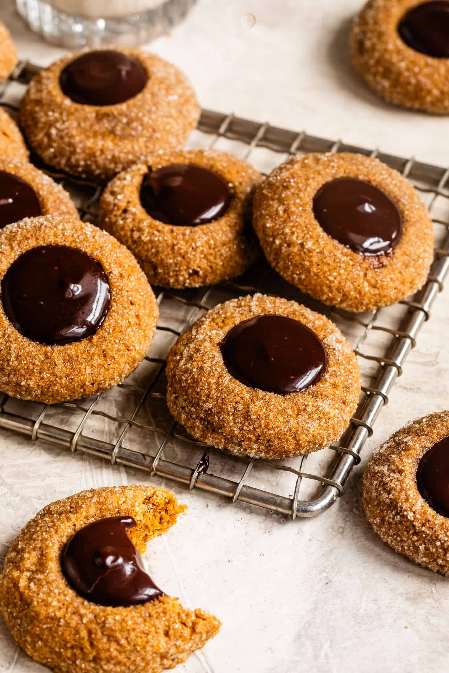 Gluten Free Gingerbread Thumbprint Cookies Chocolate Ganache