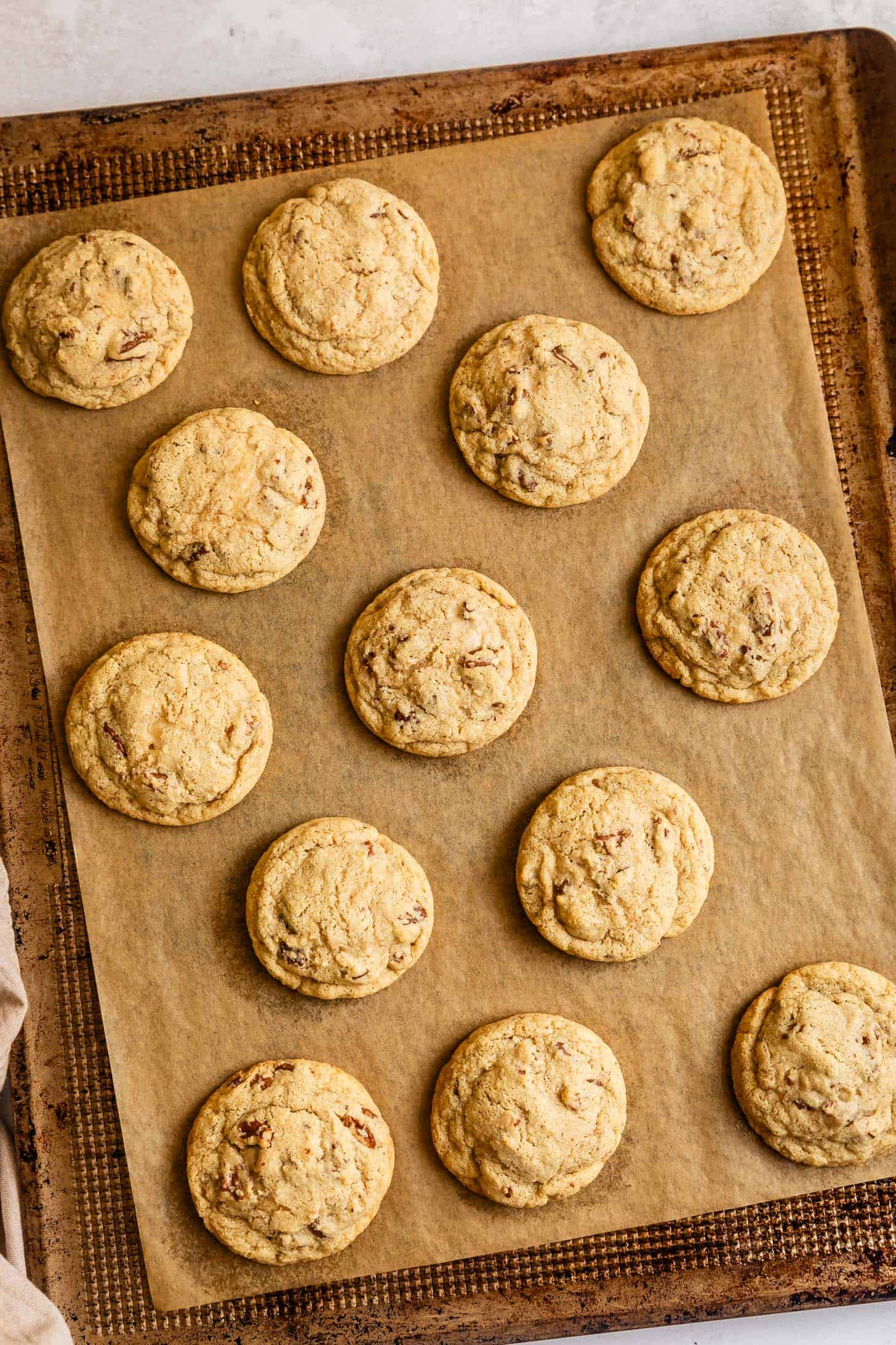 Baked Gluten Free Pecan Cookies On Baking Sheet