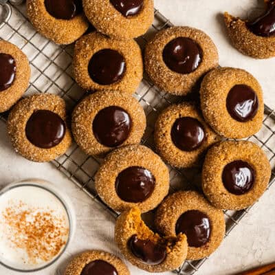 Gluten Free Gingerbread Thumbprint Cookies with Eggnog Ganache