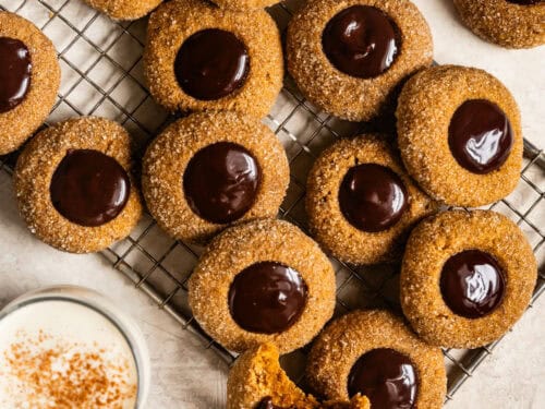Gluten-Free Gingerbread Thumbprint Cookies with Eggnog Ganache