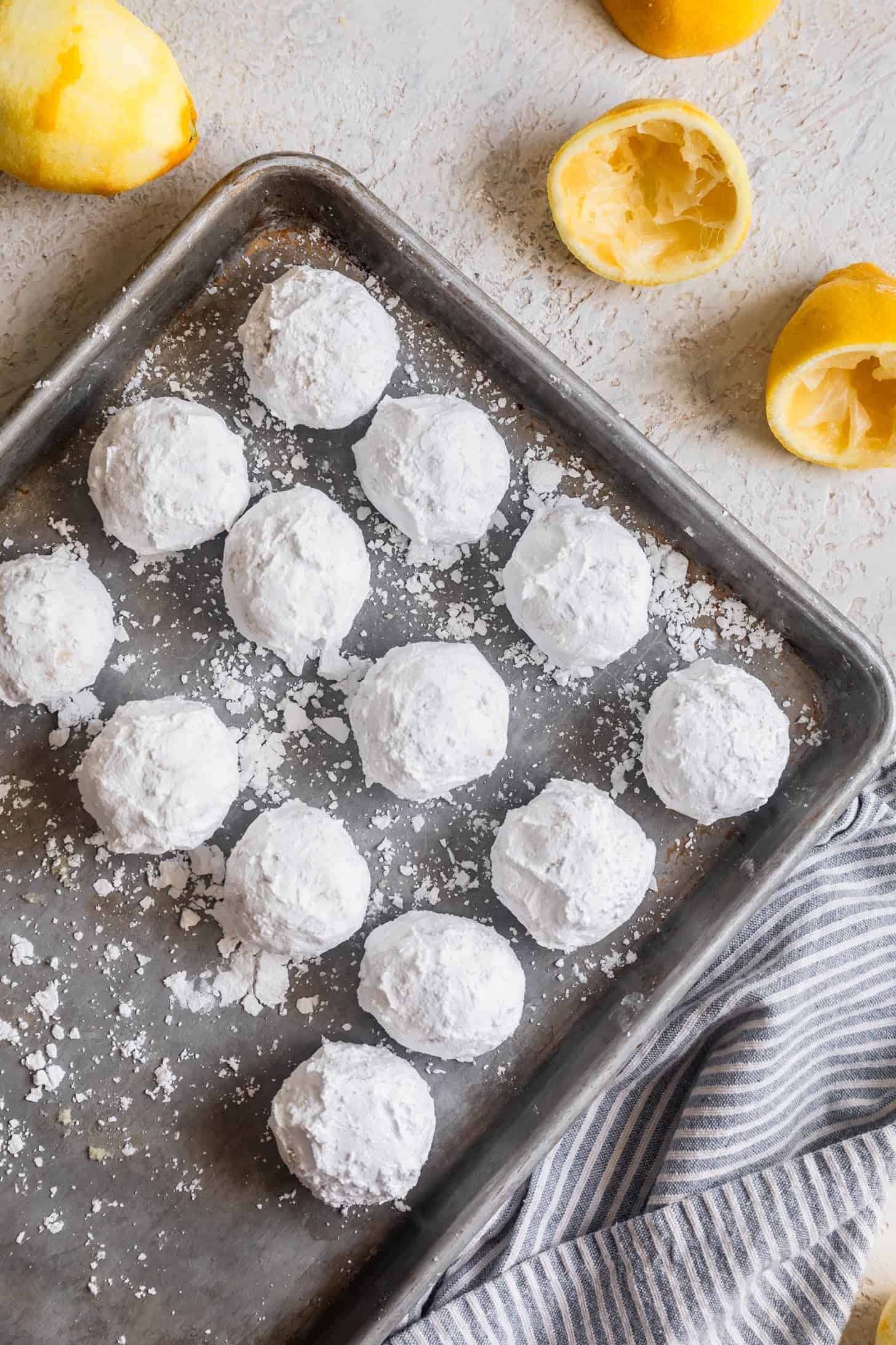 Gluten-Free Lemon Crinkle Cookie Dough on Baking Sheet for Chilling