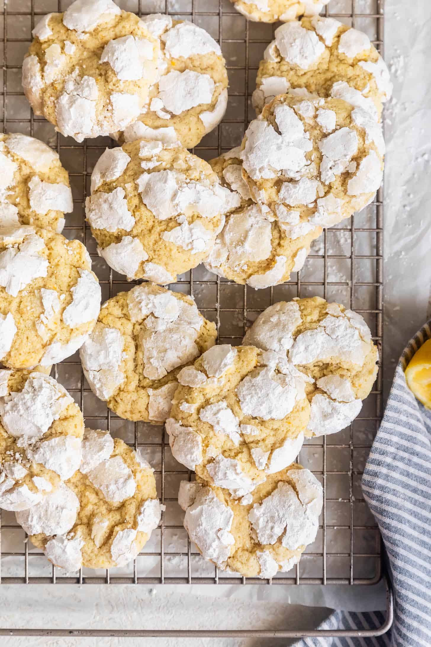 Chewy Gluten-Free Lemon Cookies on Wire Rack