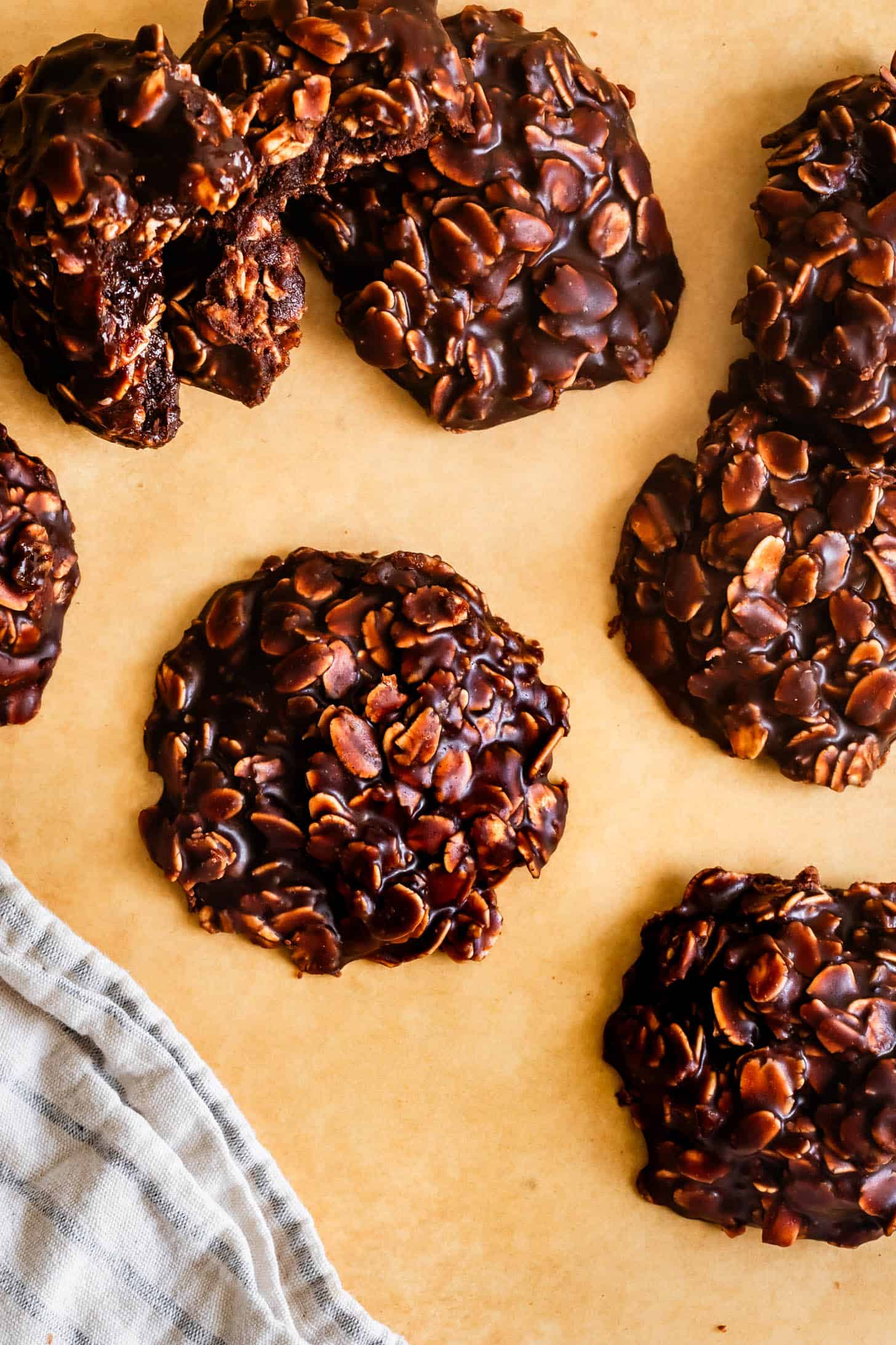 Close-up Chocolate Oat No-Bake Cookies