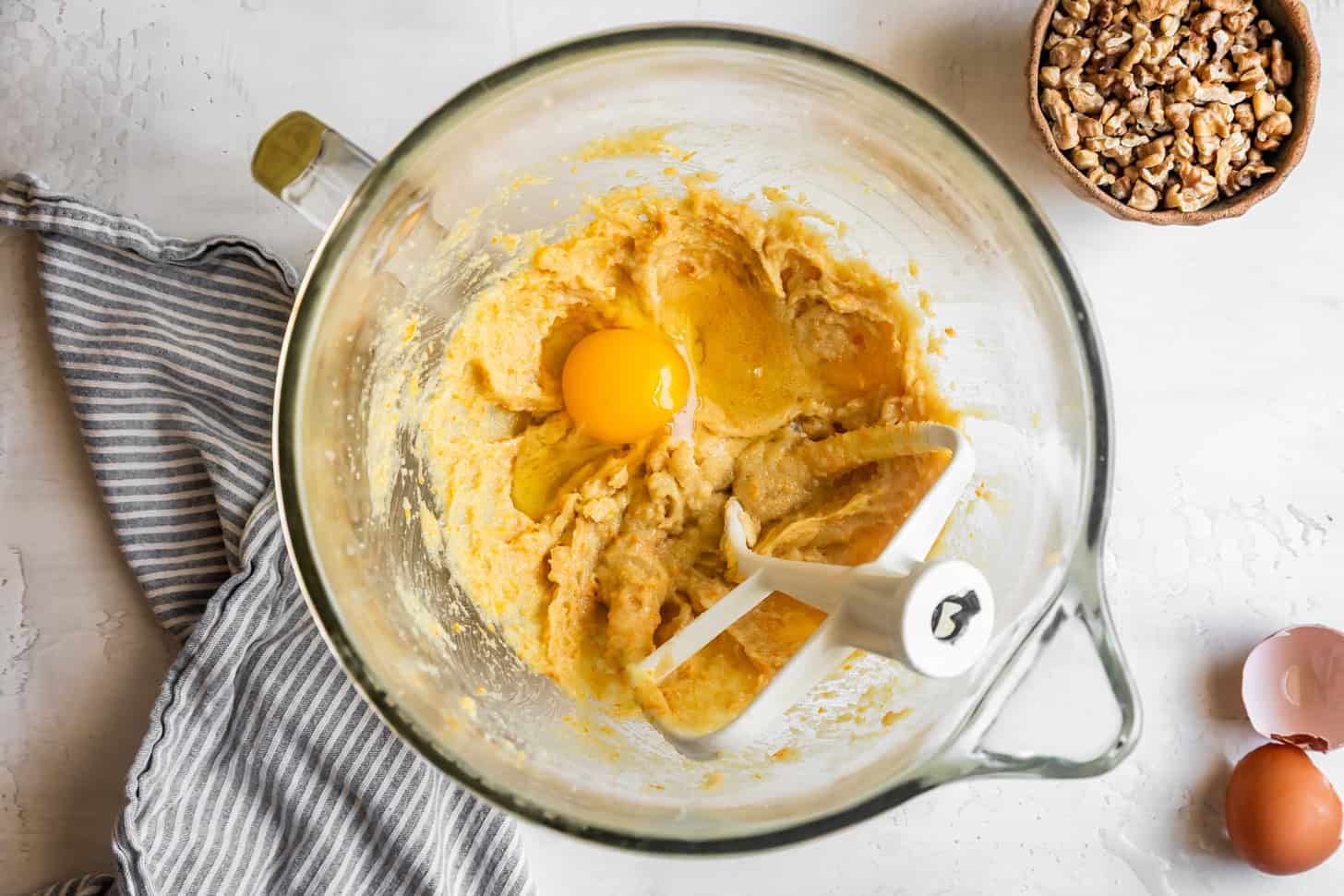 Adding Egg to Cake Batter
