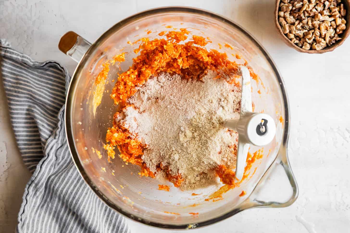 Slowly Add Flour to Carrot Cake Batter