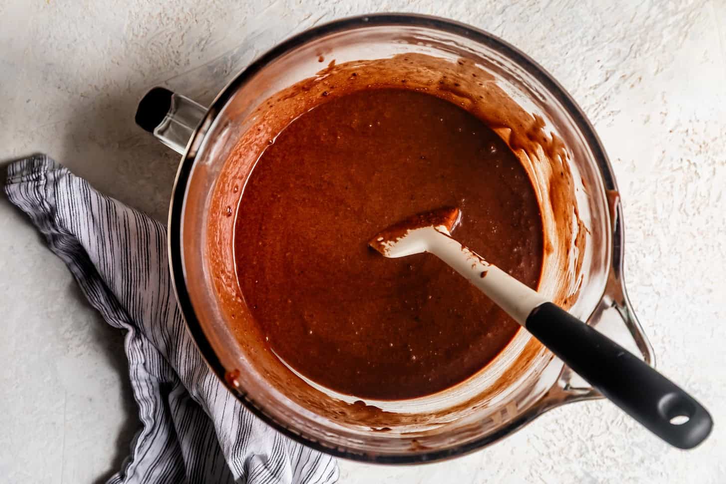 Mochi Brownie Batter in mixer bowl