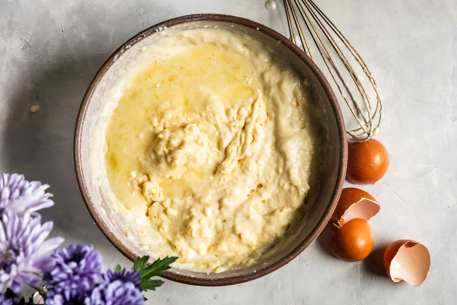 Adding egg whites into mochi pancake batter