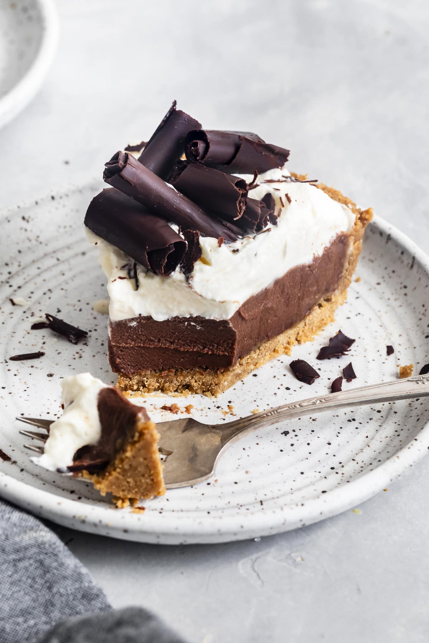 Bite out of Gluten-Free Chocolate Cream Pie