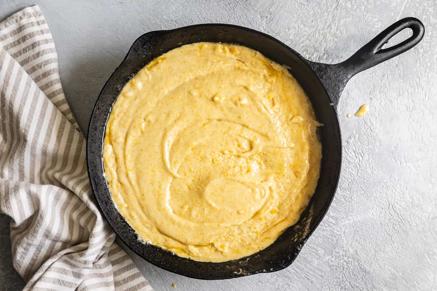 Gluten-Free Cornbread Batter in Skillet