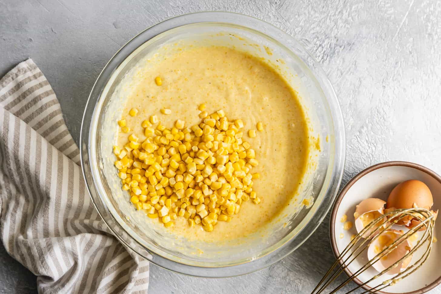 Optionally adding frozen corn to cornbread